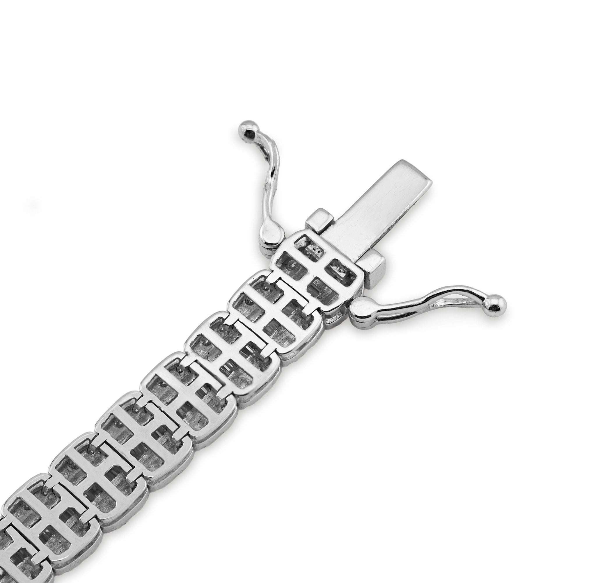 10K White Gold 4.76 CT Natural Diamond Round/baguette Single Row 6.5MM 8" Tennis Bracelet Men Women 16g - Elite Jewelers - Bracelets