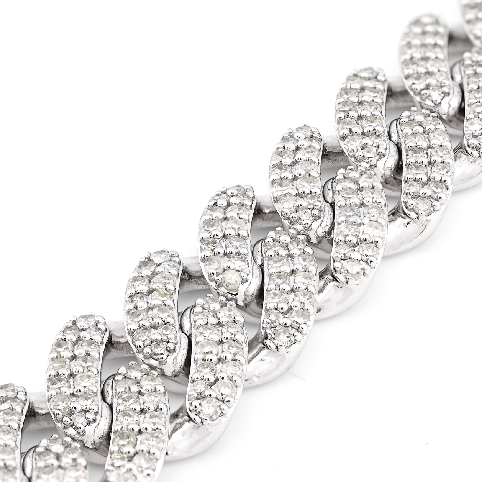 10K White Gold 5.35CT Natural Diamond Round 10MM Cuban Link Men Women 8" Bracelet 35.3g - Elite Jewelers - Bracelets