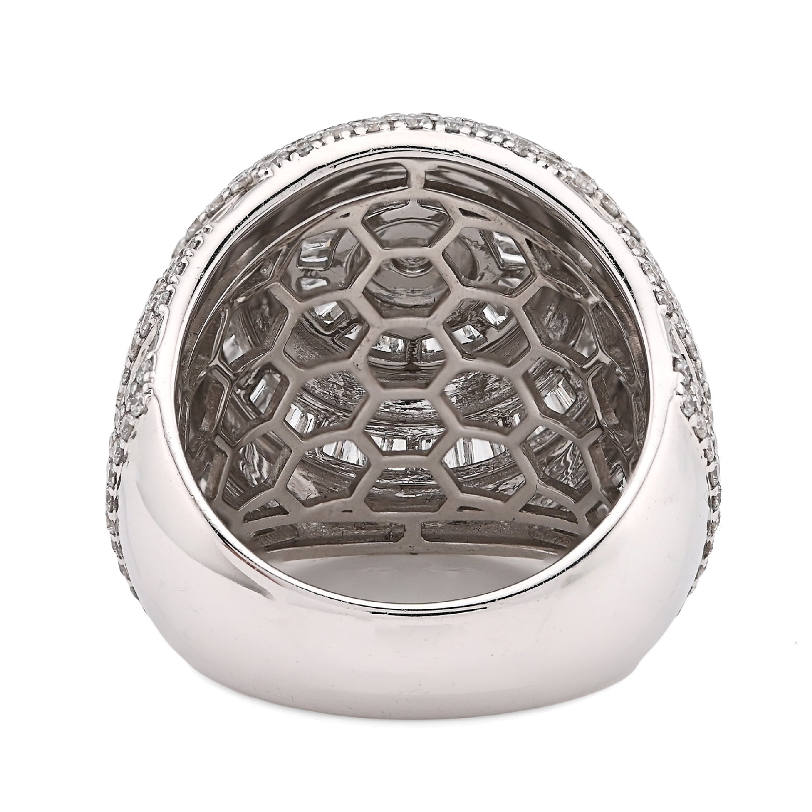 10K White Gold 5.64CT Natural Diamond Baguette Flower Cluster Men Pinky Ring - Elite Jewelers - Rings