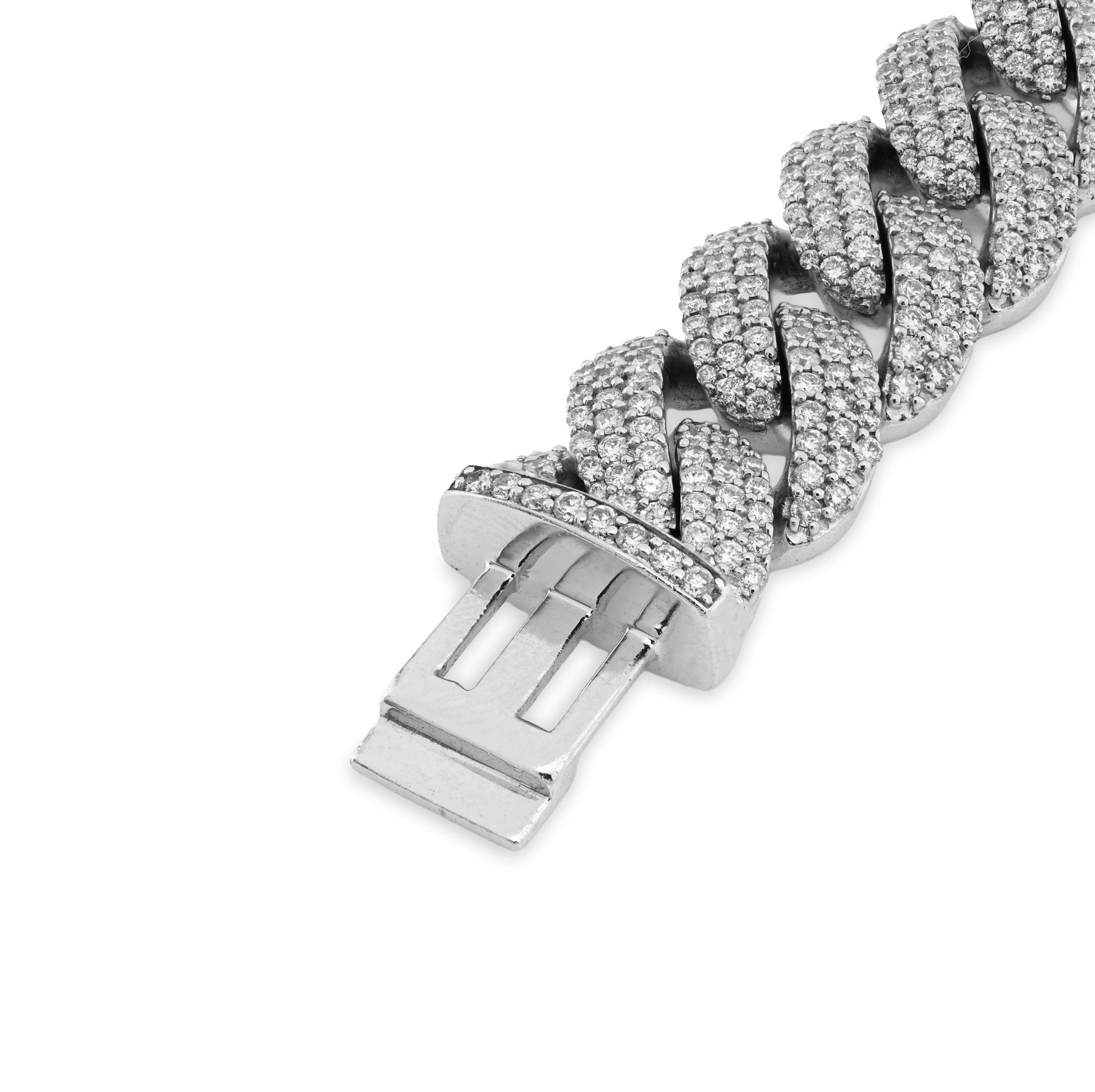 10K White Gold 8.40CT Natural Diamond Cuban Link 12MM 8" Men Women 65.6g Bracelet - Elite Jewelers - Bracelets