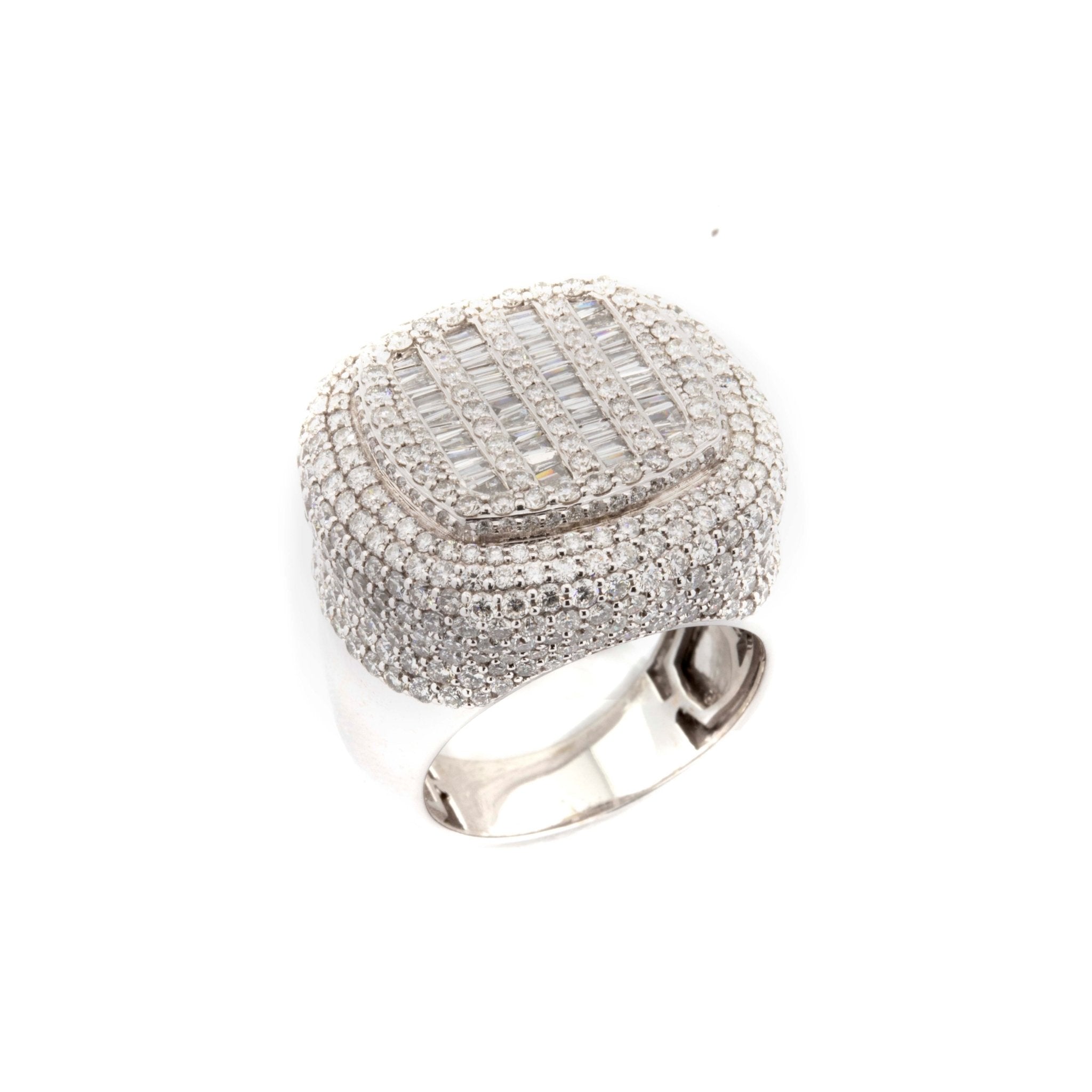 10K White Gold Cushion Baguette Round Diamond Ring - Elite Jewelers - Rings