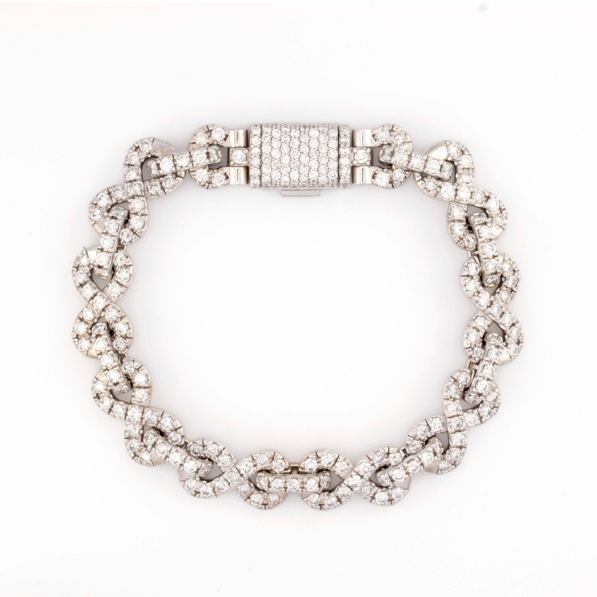 10k White Gold Infinity Link 12.50 CT Diamond Bracelet Single Row Diamond - Elite Jewelers - Bracelets