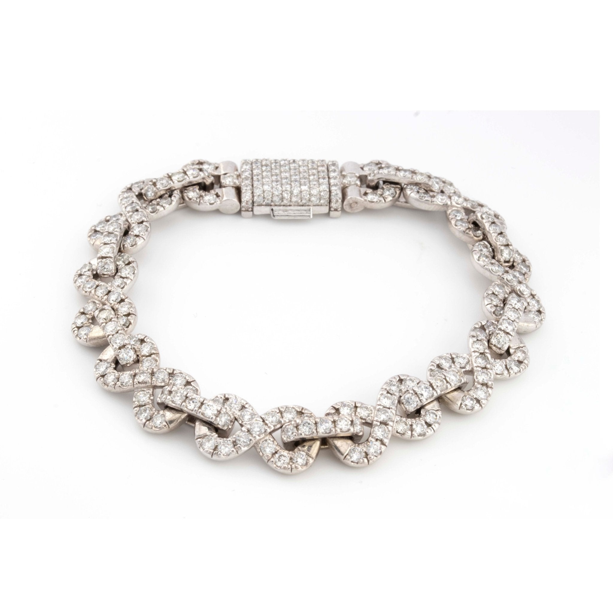 10k White Gold Infinity Link 12.50 CT Diamond Bracelet Single Row Diamond - Elite Jewelers - Bracelets