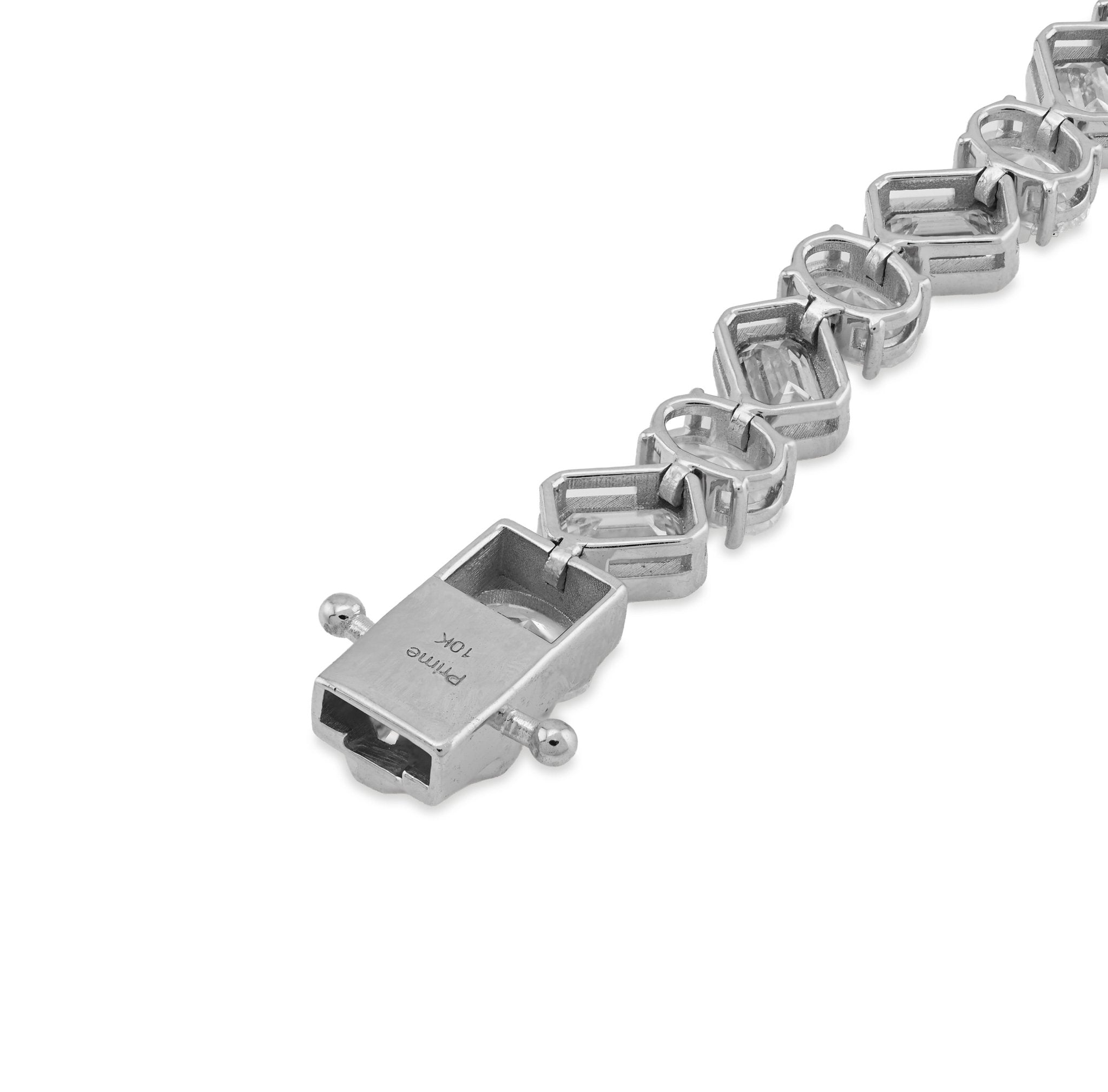 10K White Gold Lab DIamond Emerald/Oval Solitare 18.09CT 7mm Bracelet Men Women - Elite Jewelers - Bracelets