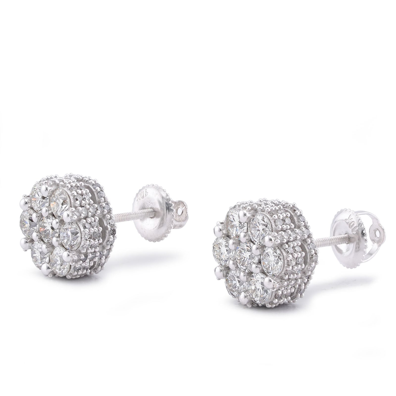 10K White Gold Marquise/Princess 2.4CT Natural Diamond Round Shape Men Women Earrings - Elite Jewelers-Earrings