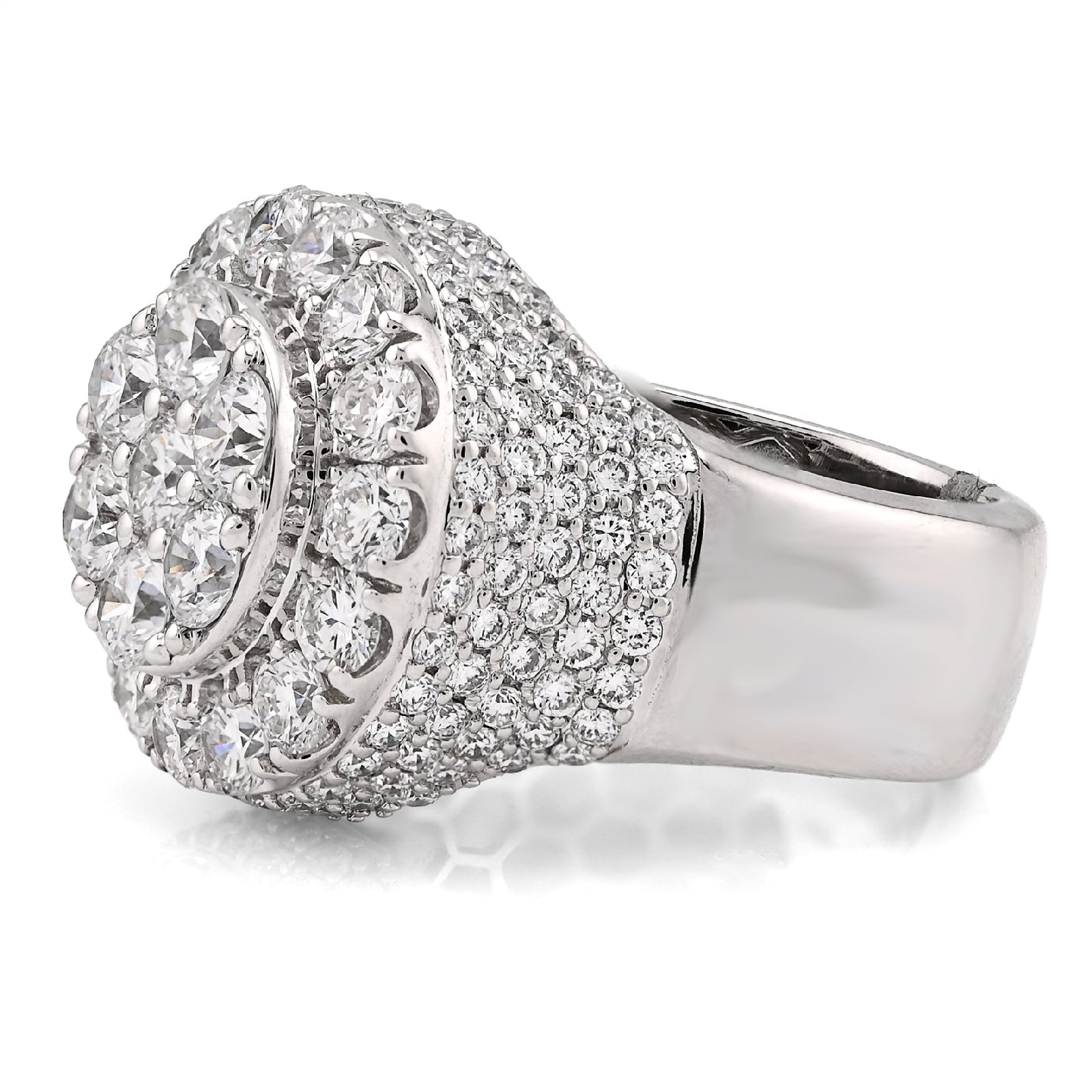 10K White Gold Round Cluster 10 Pointer 5.80CT Lab Diamond Pinky Ring - Elite Jewelers - Rings