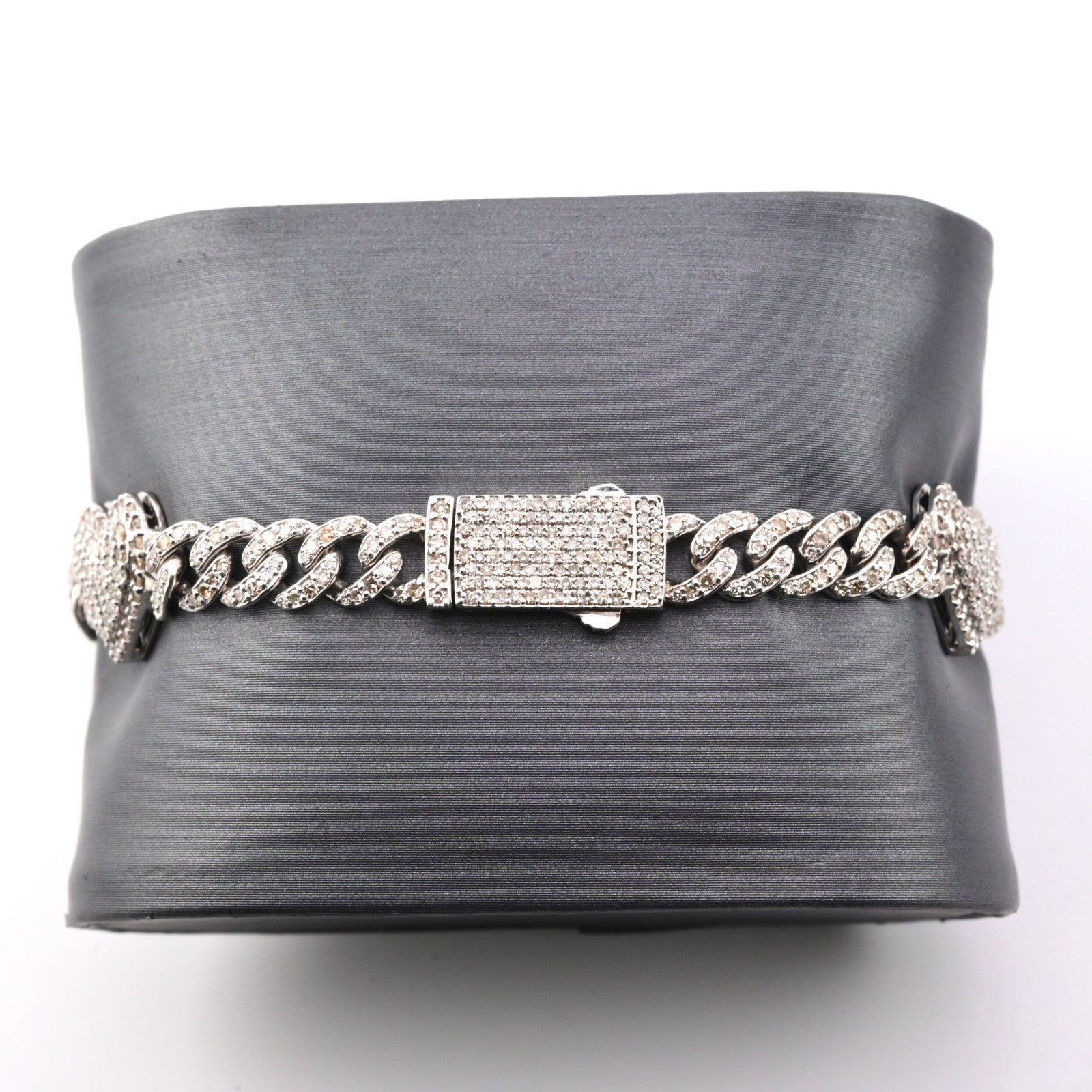 10k White Gold Women 3.25CTW Natural Diamond Cuban Heart Bracelet 14.2g 7Inch - Elite Jewelers - Bracelets