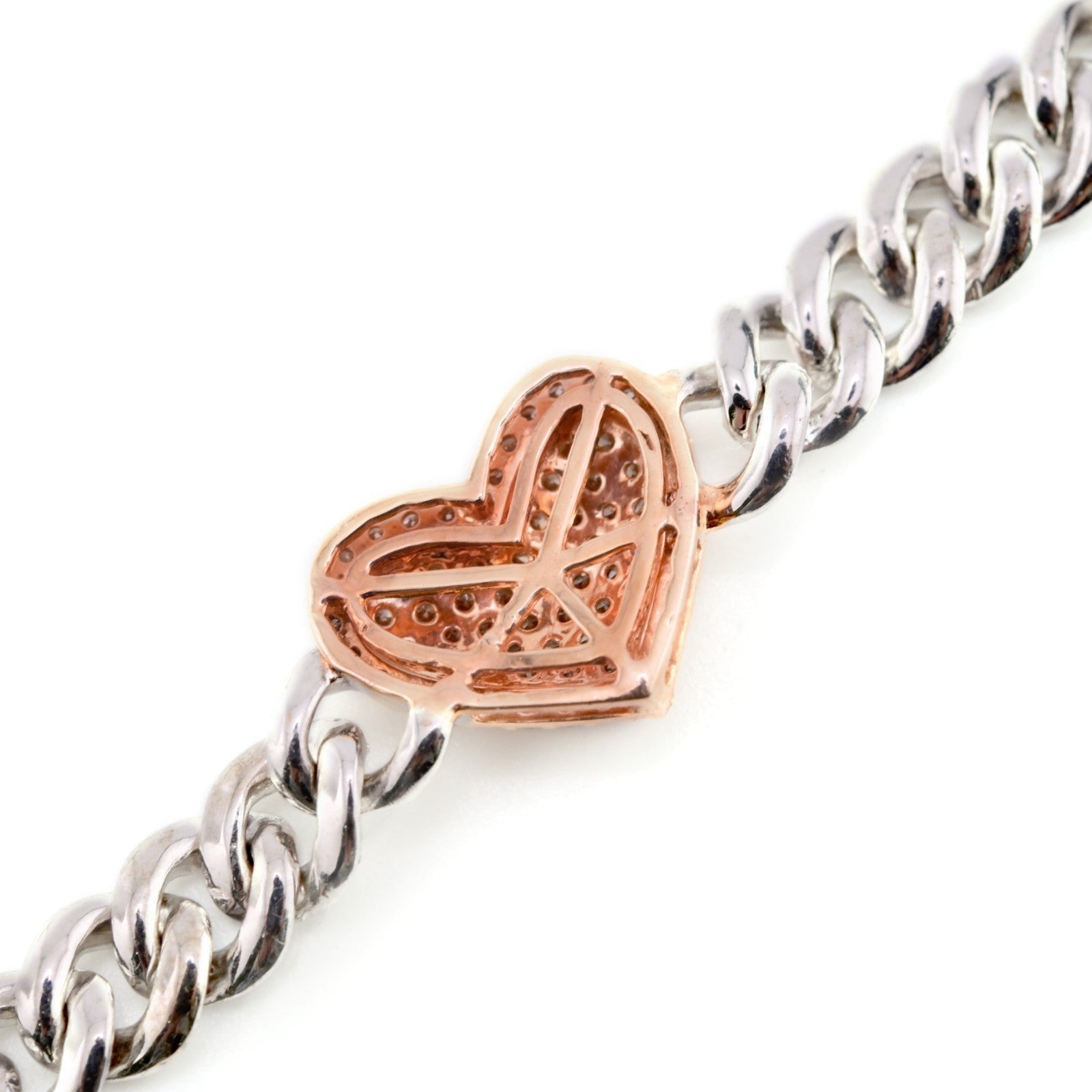 10k White & Rose Gold Women 3.18CT Diamond Cuban Heart Bracelet 13.8g 7In Armlet - Elite Jewelers - Bracelets