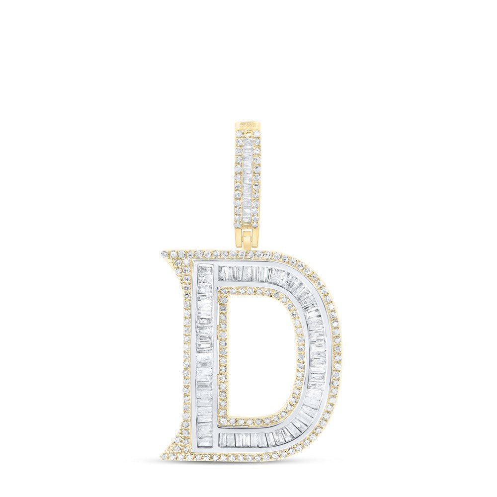 10k White & Yellow Gold 4.16g 0.95CTW Natural Diamond Initial "D" Pendant Charm - Elite Jewelers - Charms & Pendants