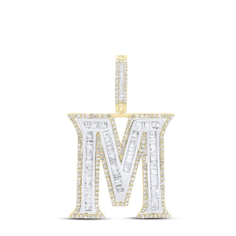 10k White & Yellow Gold 5.56g 1.25CTW Natural Diamond Initial "M" Pendant Charm - Elite Jewelers - Charms & Pendants