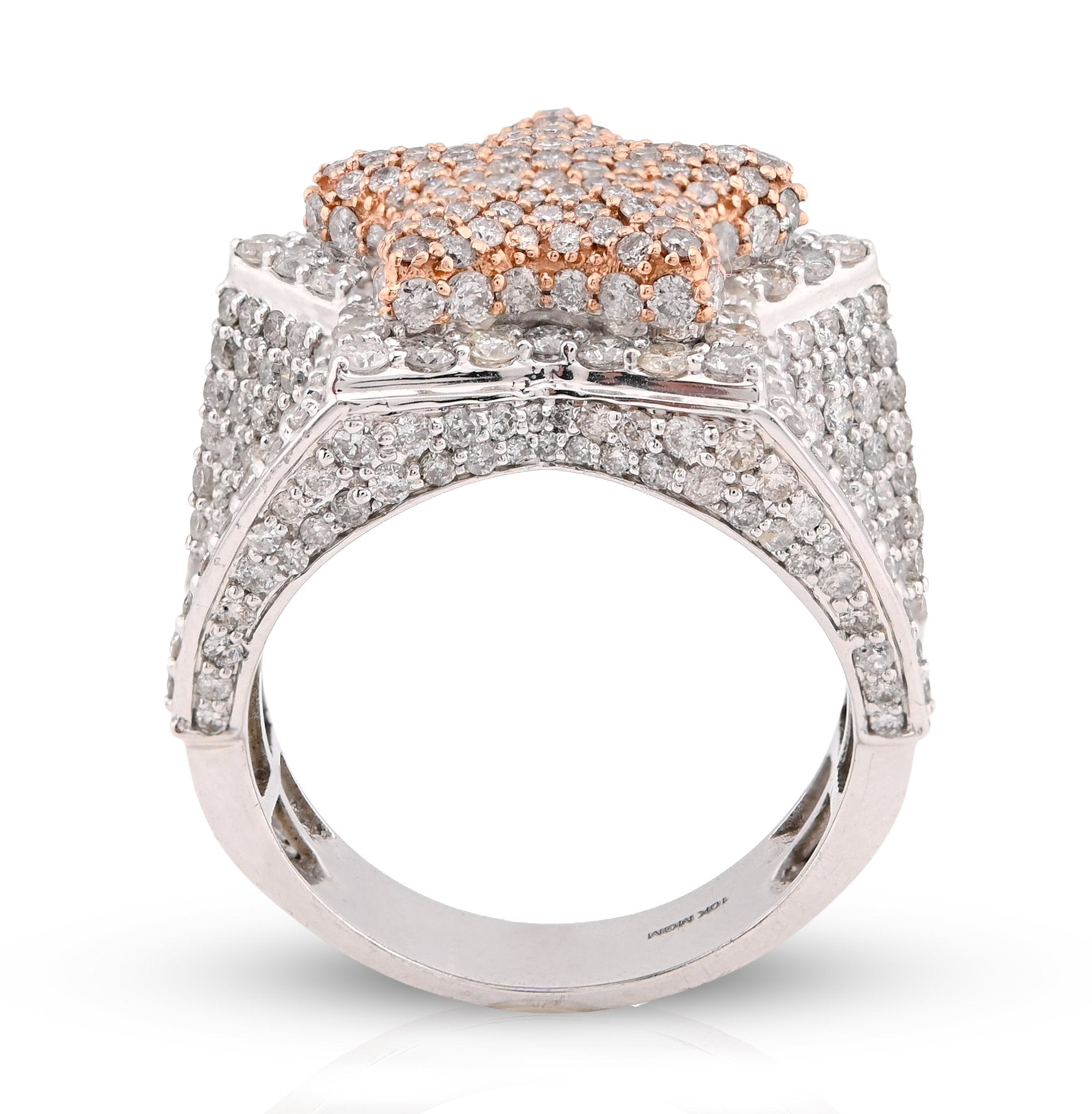 10K White/Rose 4.40CT Natural Diamond Star Shape Men Pinky Ring - Elite Jewelers - Rings