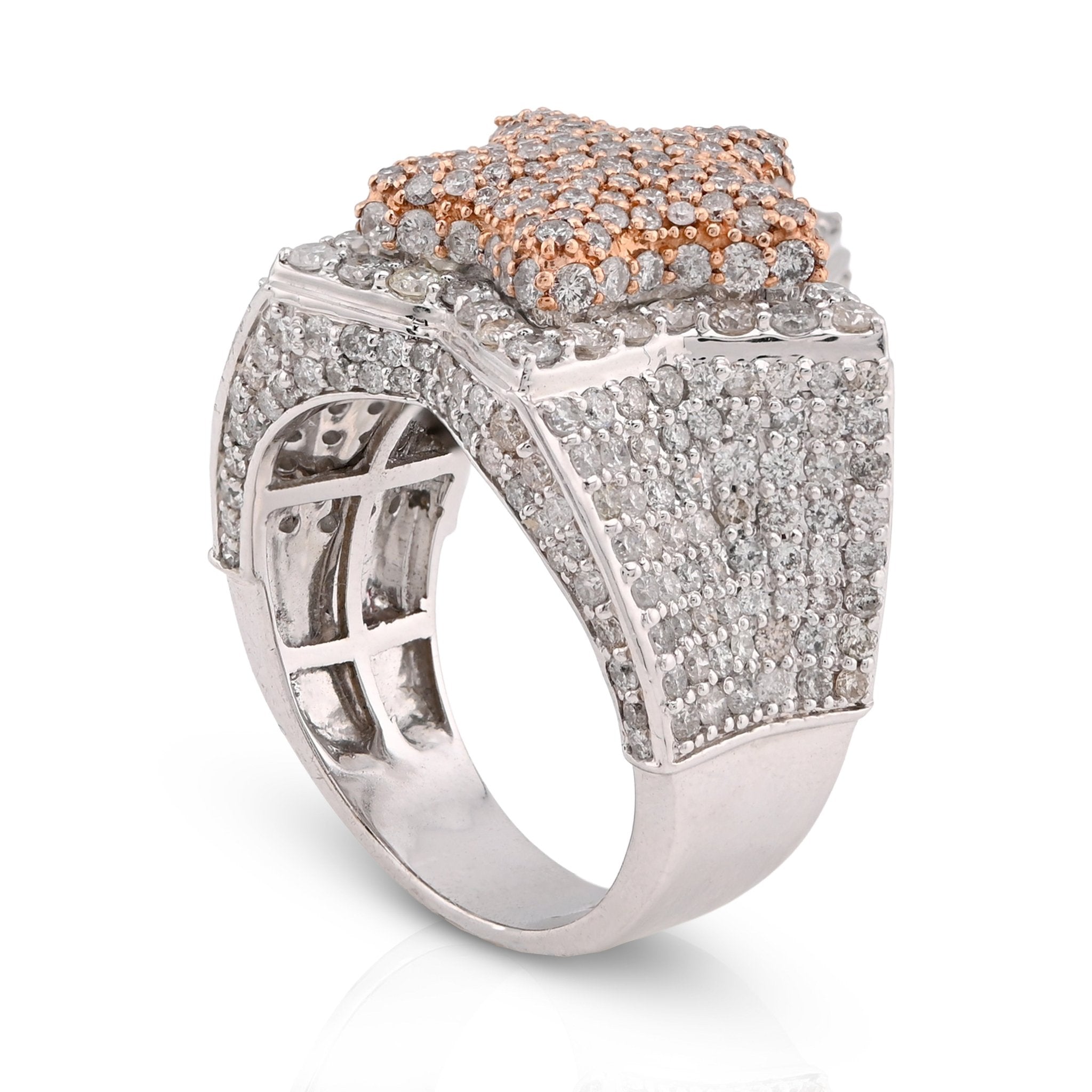 10K White/Rose 4.40CT Natural Diamond Star Shape Men Pinky Ring - Elite Jewelers - Rings