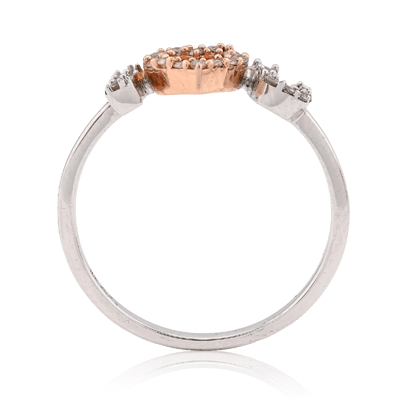 10K White/Rose Gold 0.15CT Natural Diamond "I Heart U" women Ring - Elite Jewelers - Rings