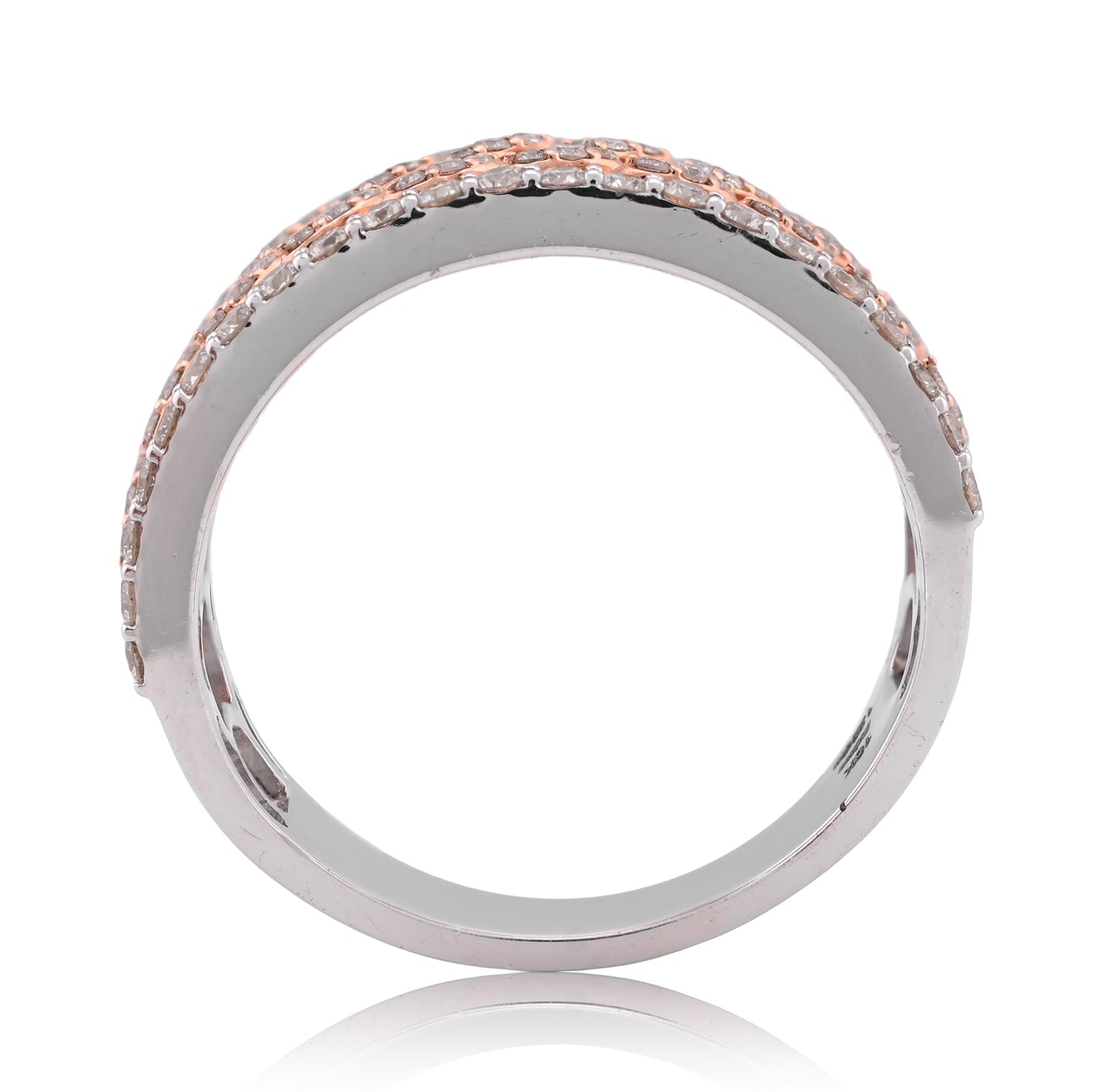 10K White/Rose Gold Cuban Link Centre 1.23CT Natural Diamond Men Ring Band - Elite Jewelers - Rings