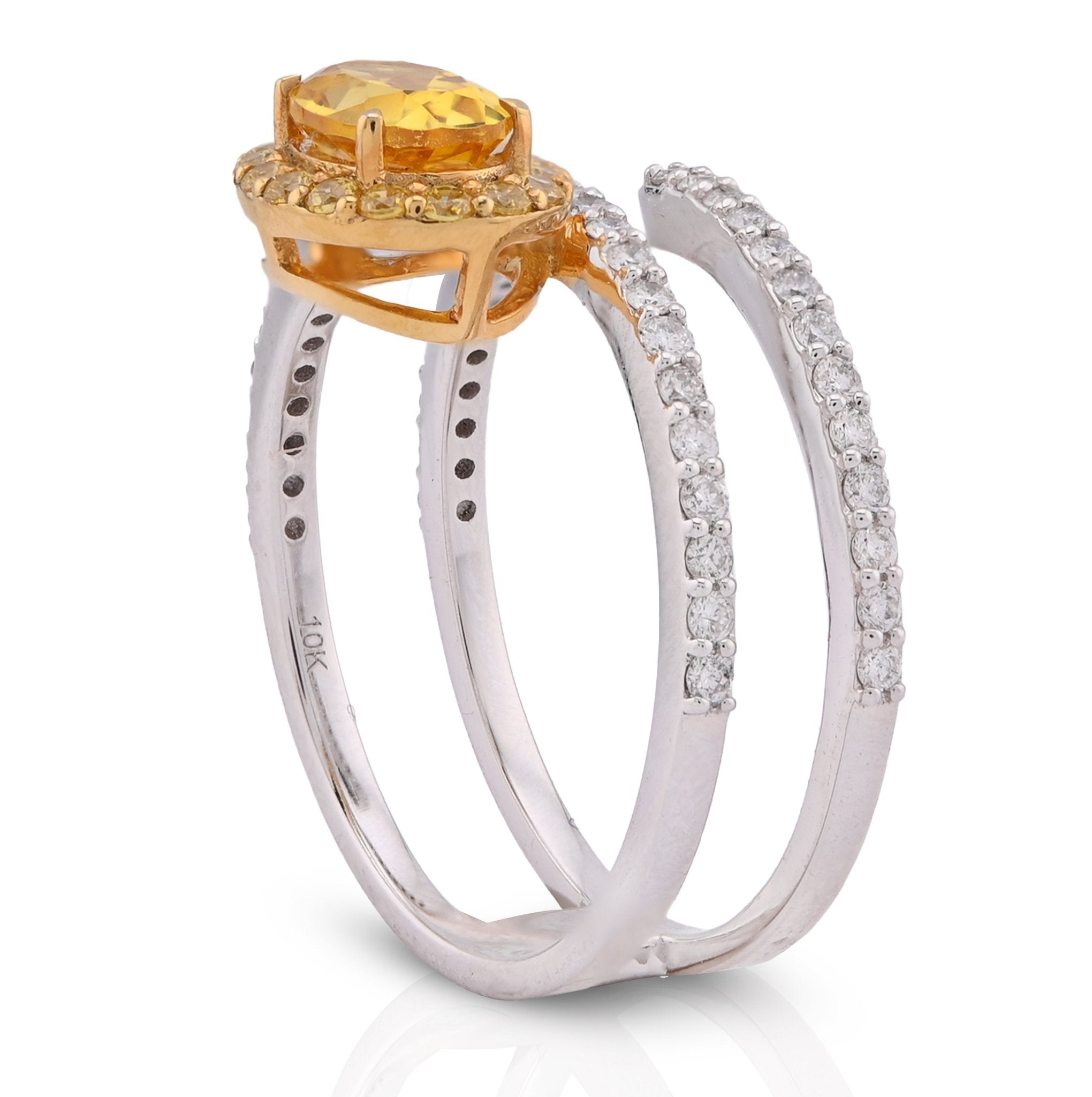 10K White/Yellow Gold 1.89CT Natural Diamond Round Centre Spring Women RIng - Elite Jewelers - Rings