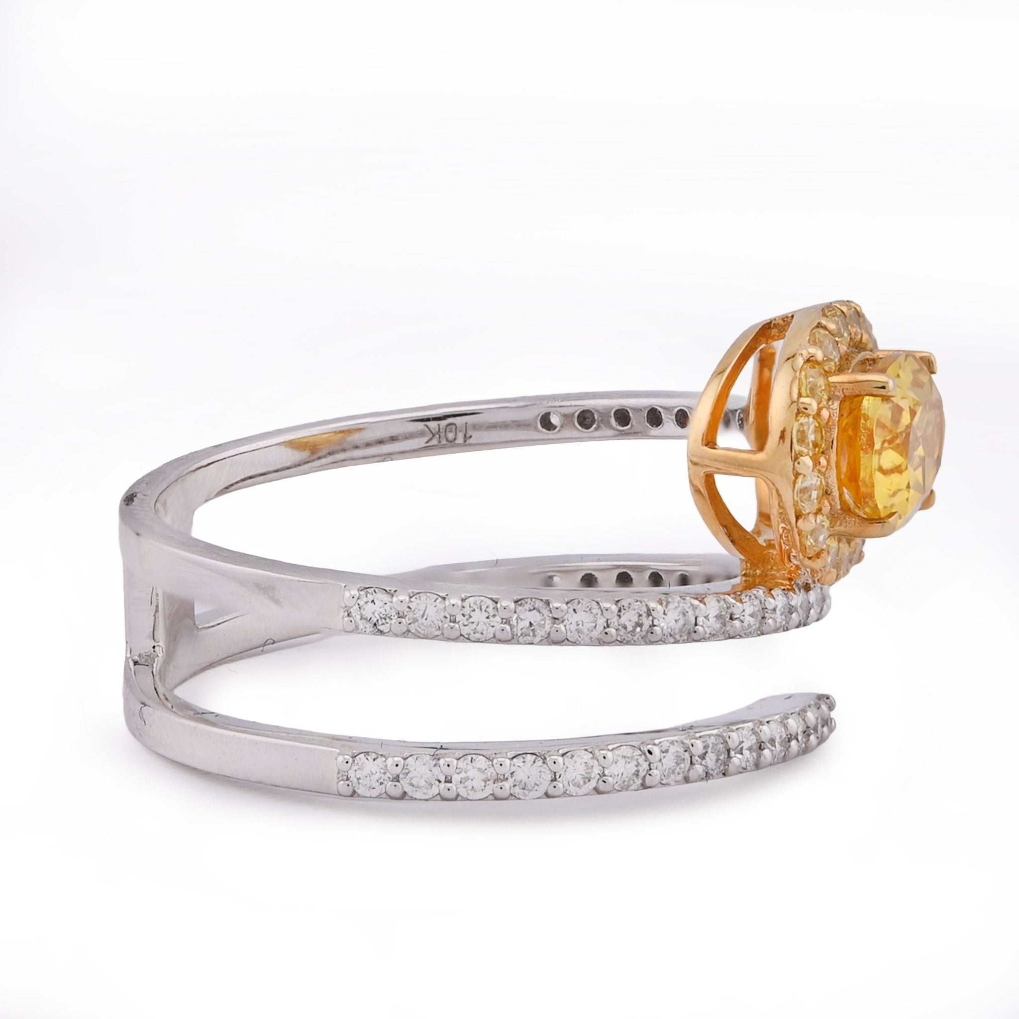 10K White/Yellow Gold 1.89CT Natural Diamond Round Centre Spring Women RIng - Elite Jewelers - Rings