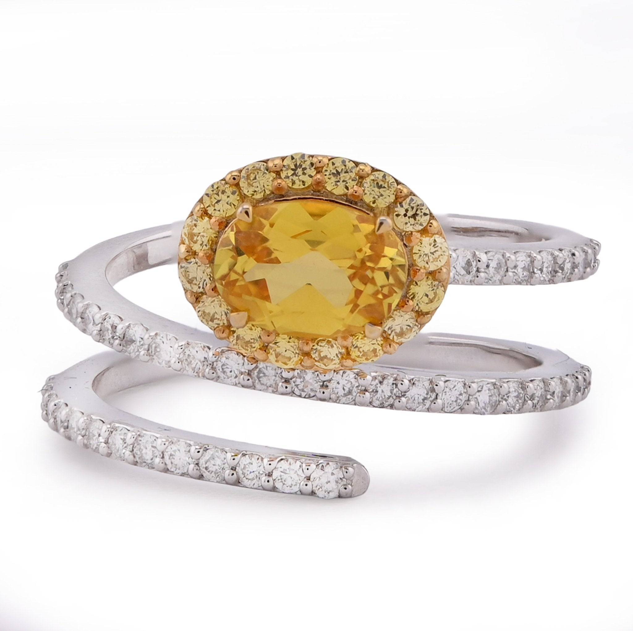 10K White/Yellow Gold 1.89CT Natural Diamond Round Centre Spring Women RIng - Elite Jewelers - Rings