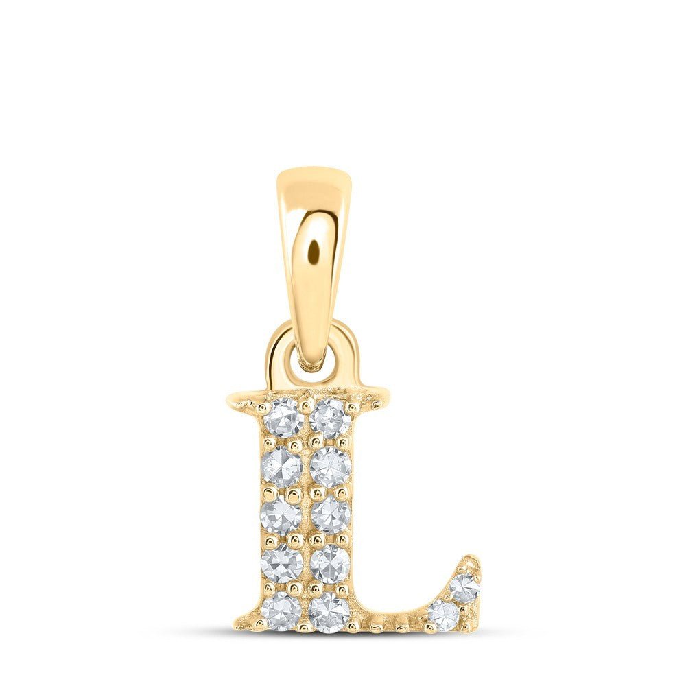 10k Yellow Gold 0.05 CTW Natural Diamond Initial "L" Letter Charm 0.38g Pendant - Elite Jewelers - Charms & Pendants