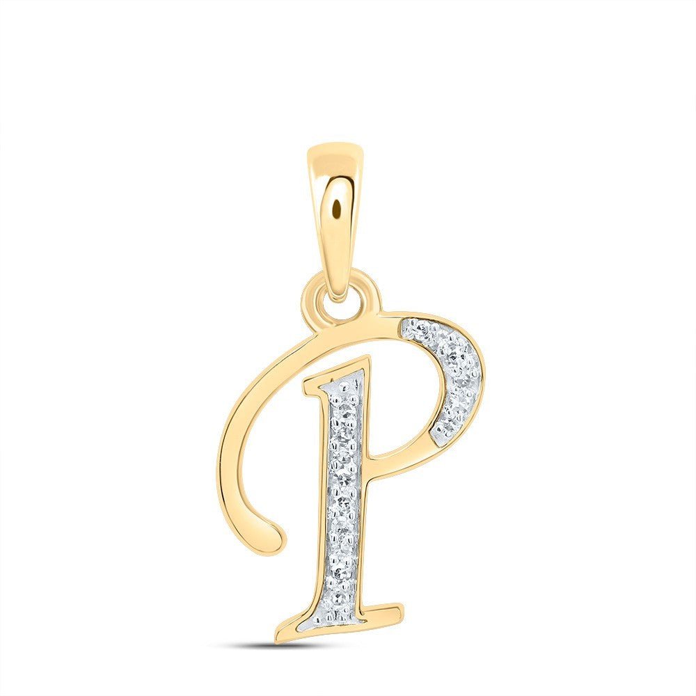 10k Yellow Gold 0.06CTW Natural Diamond Initial "P" Charm 1.01g Letter Pendant - Elite Jewelers - Charms & Pendants