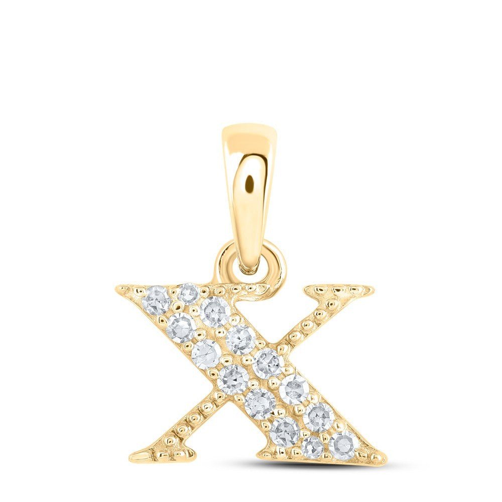 10k Yellow Gold 0.07CTW Natural Diamond Initial "X" Charm 0.53g Letter Pendant - Elite Jewelers - Charms & Pendants