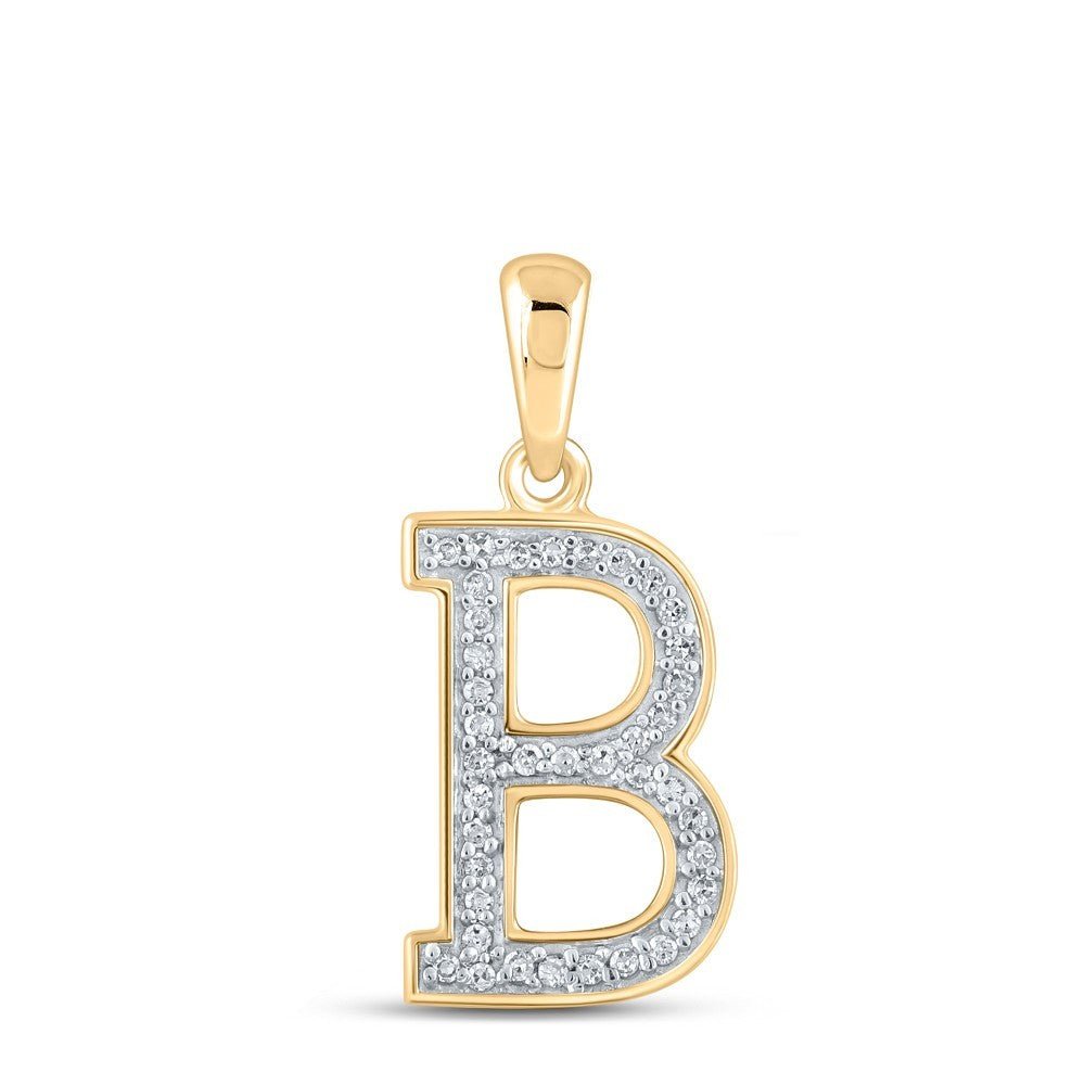 10k Yellow Gold 0.08CTW Natural Diamond Initial "B" Charm 0.61g Letter Pendant - Elite Jewelers - Charms & Pendants
