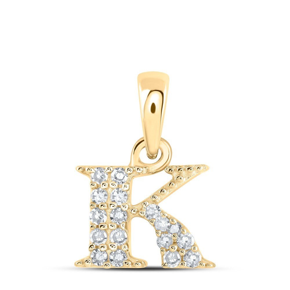 10k Yellow Gold 0.08CTW Natural Diamond Initial "K" Charm 0.58g Letter Pendant - Elite Jewelers - Charms & Pendants