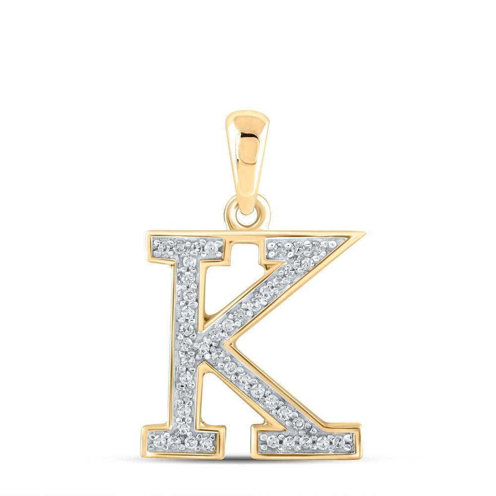 10k Yellow Gold 0.08CTW Natural Diamond Initial "K" Charm 0.7g Alphabet Pendant - Elite Jewelers - Charms & Pendants