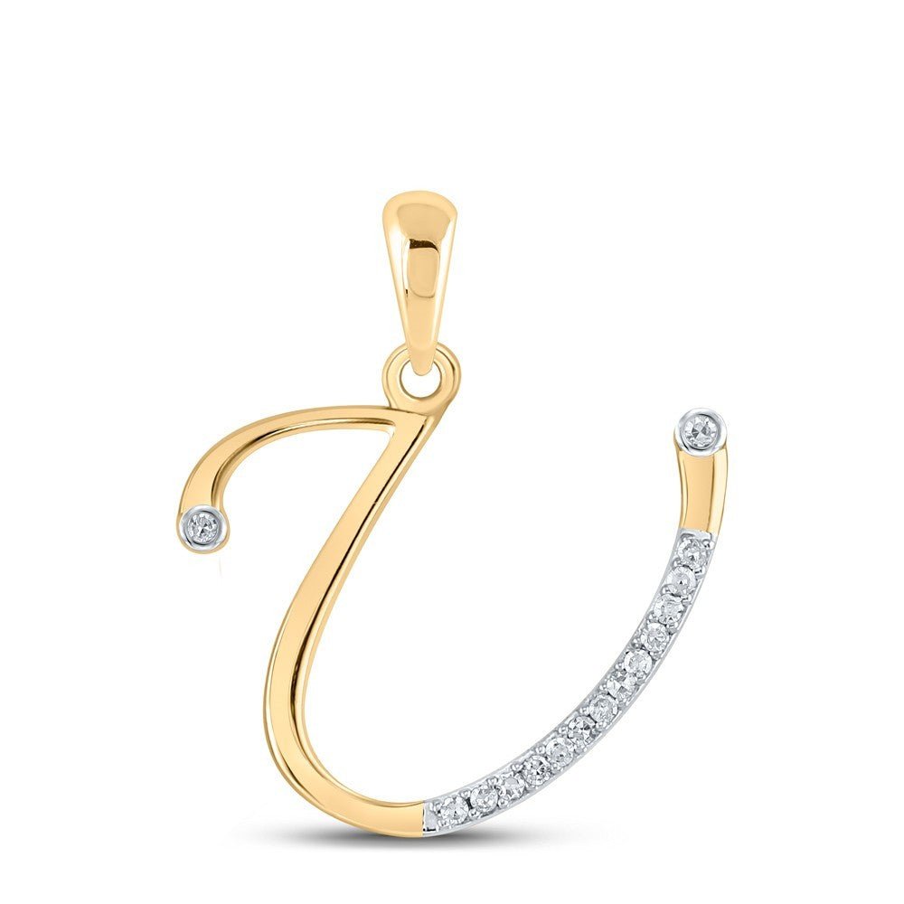 10k Yellow Gold 0.08CTW Natural Diamond Initial "U" Charm 1.06g Letter Pendant - Elite Jewelers - Charms & Pendants