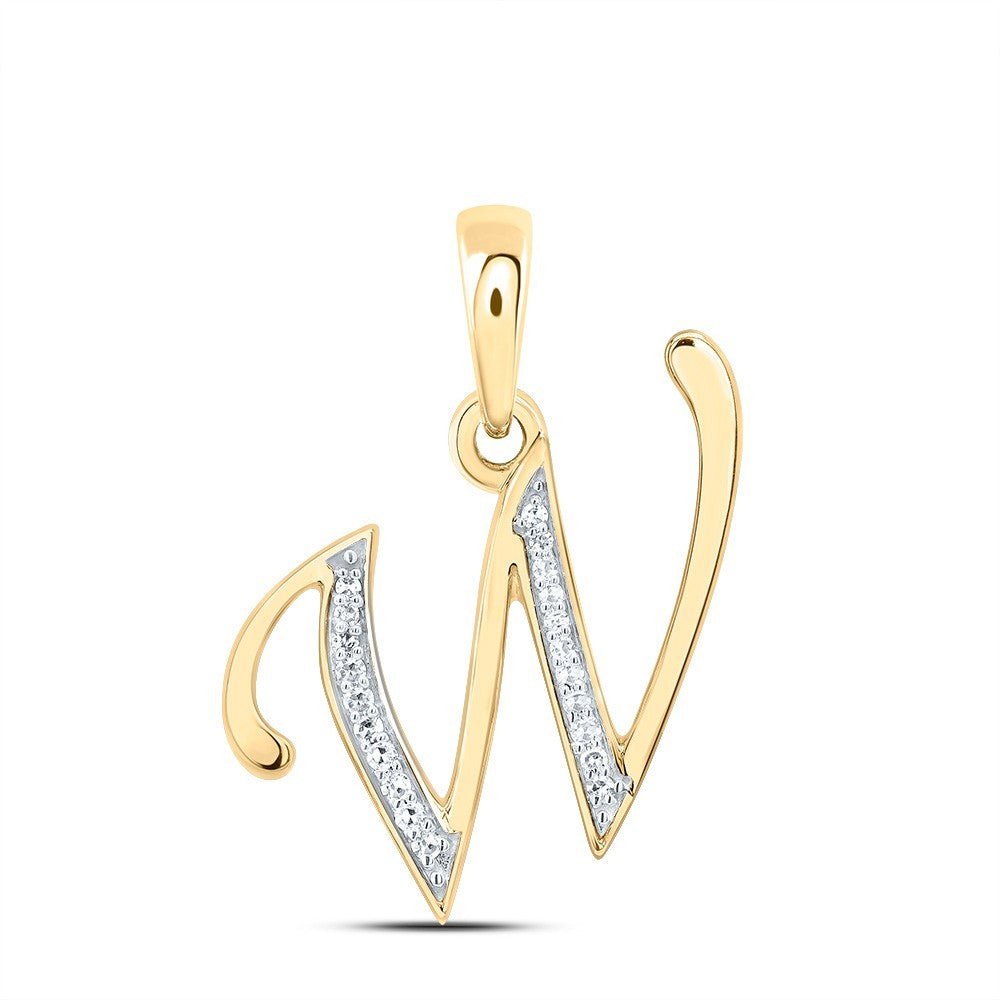 10k Yellow Gold 0.08CTW Natural Diamond Initial "W" Charm 1.34g Letter Pendant - Elite Jewelers - Charms & Pendants
