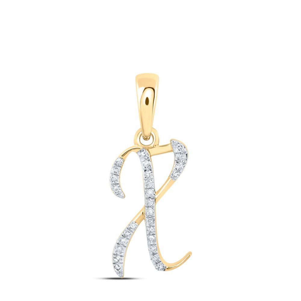 10k Yellow Gold 0.08CTW Natural Diamond Initial "X" Charm 0.67g Letter Pendant - Elite Jewelers - Charms & Pendants