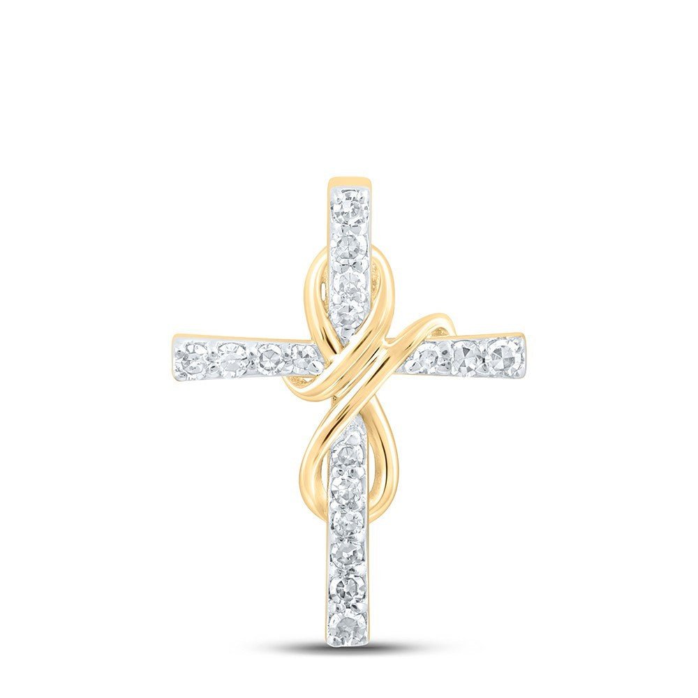 10k Yellow Gold 0.09CTW Natural Diamond Cross Charm 3.2g Religious Pendant - Elite Jewelers - Charms & Pendants