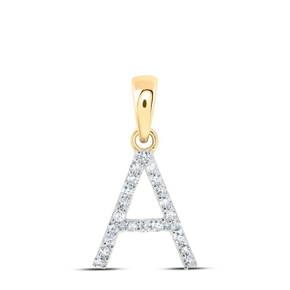 10k Yellow Gold 0.09CTW Natural Diamond Initial "A" Charm 0.55g Letter Pendant - Elite Jewelers - Charms & Pendants