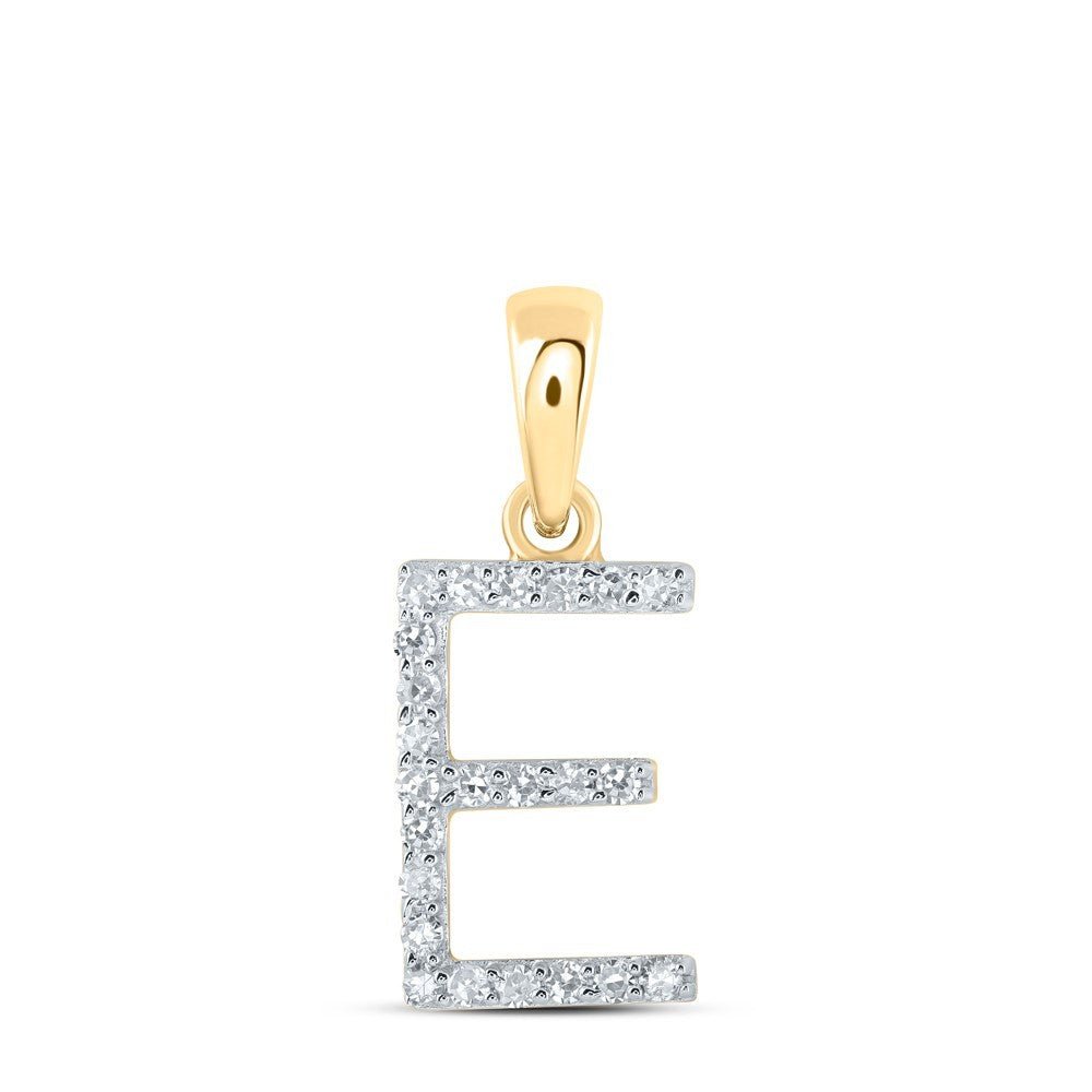 10k Yellow Gold 0.09CTW Natural Diamond Initial "E" Charm 0.55g Letter Pendant - Elite Jewelers - Charms & Pendants
