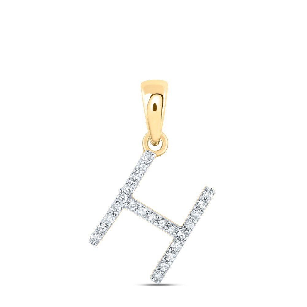 10k Yellow Gold 0.09CTW Natural Diamond Initial "H" Charm 0.58g Letter Pendant - Elite Jewelers - Charms & Pendants