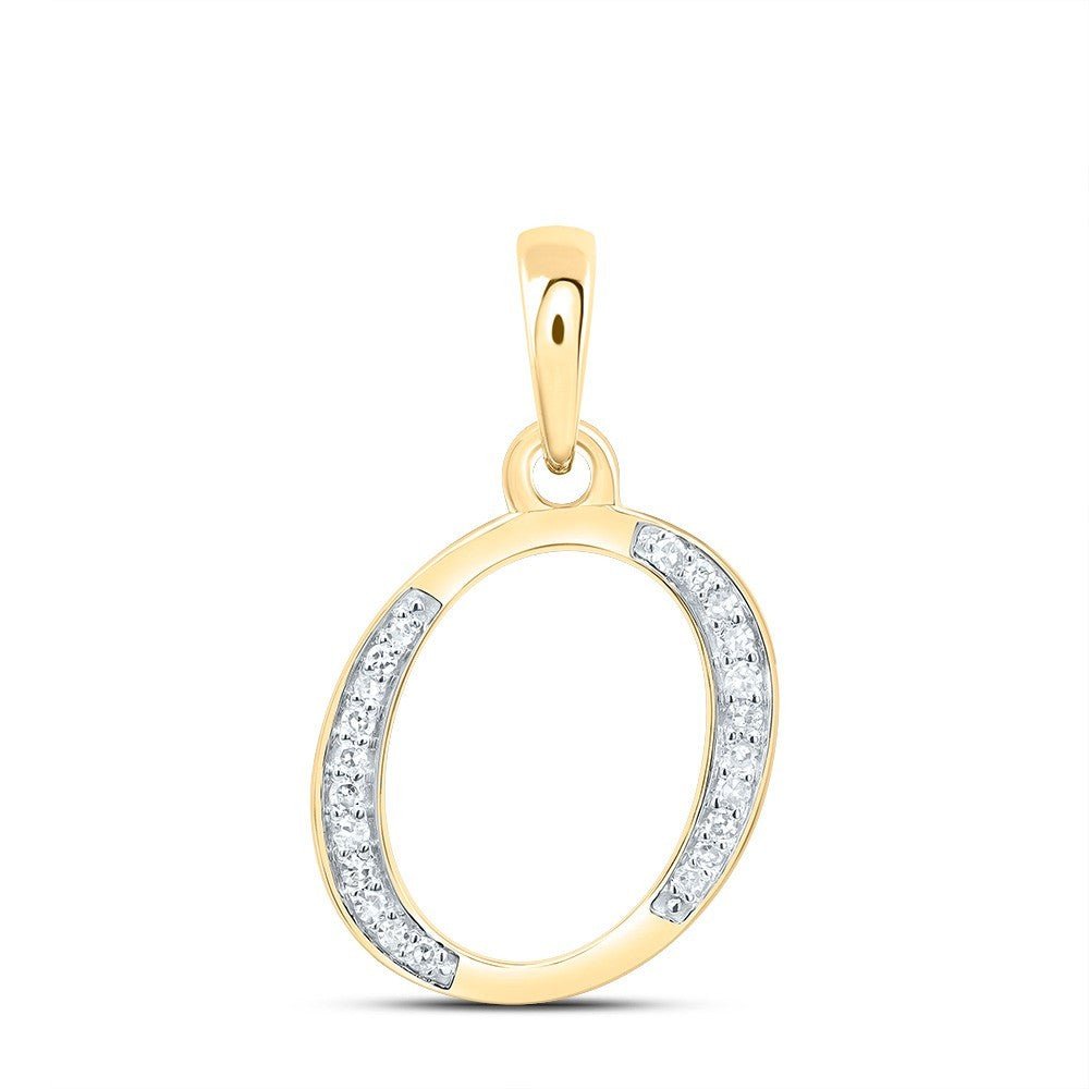 10k Yellow Gold 0.09CTW Natural Diamond Initial "O" Charm 0.88g Letter Pendant - Elite Jewelers - Charms & Pendants