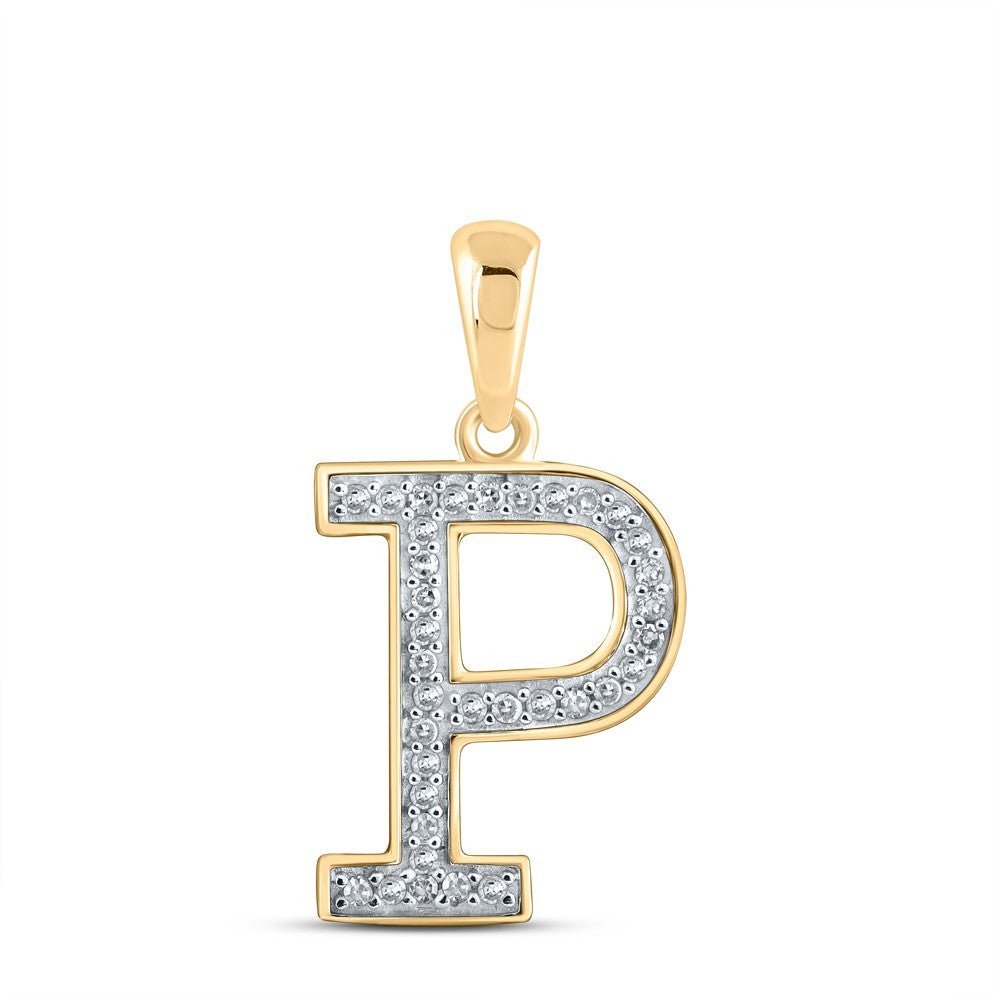 10k Yellow Gold 0.09CTW Natural Diamond Initial "P" Charm 0.58g Letter Pendant - Elite Jewelers - Charms & Pendants