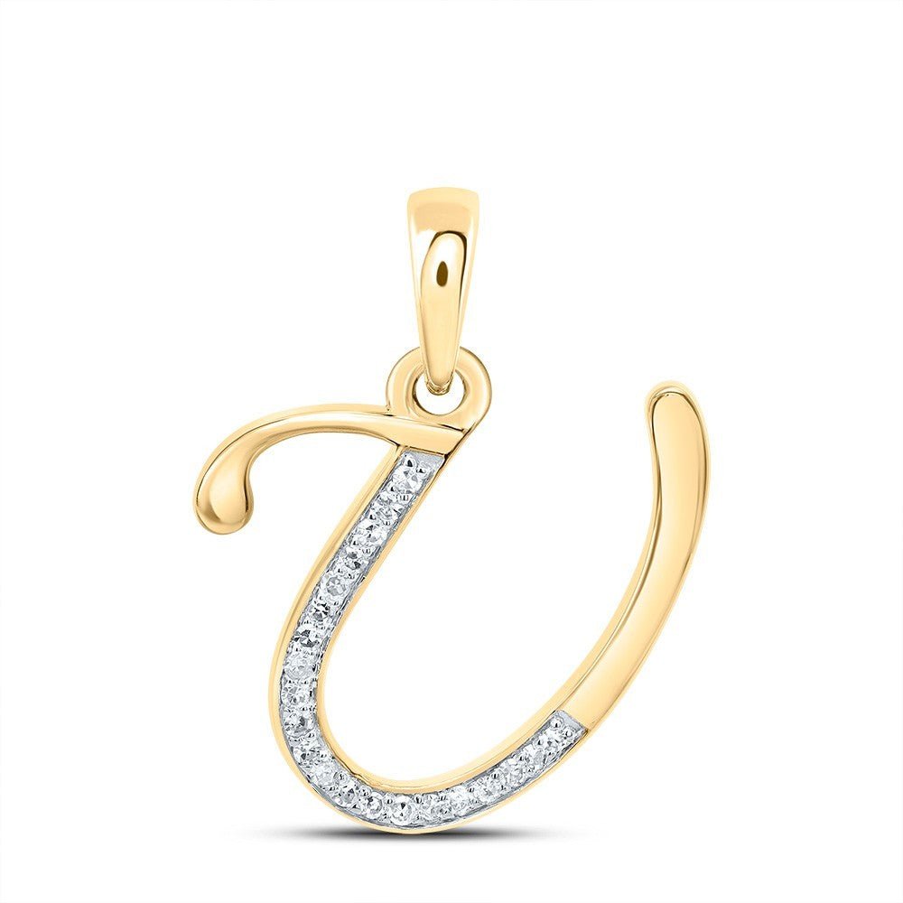 10k Yellow Gold 0.09CTW Natural Diamond Initial "U" Charm 1.07g Letter Pendant - Elite Jewelers - Charms & Pendants