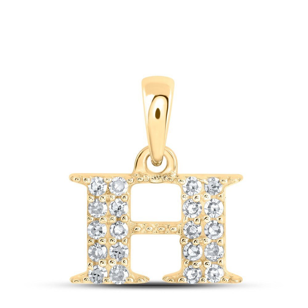 10k Yellow Gold 0.11CTW Natural Diamond Initial "H" Charm 0.64g Letter Pendant - Elite Jewelers - Charms & Pendants