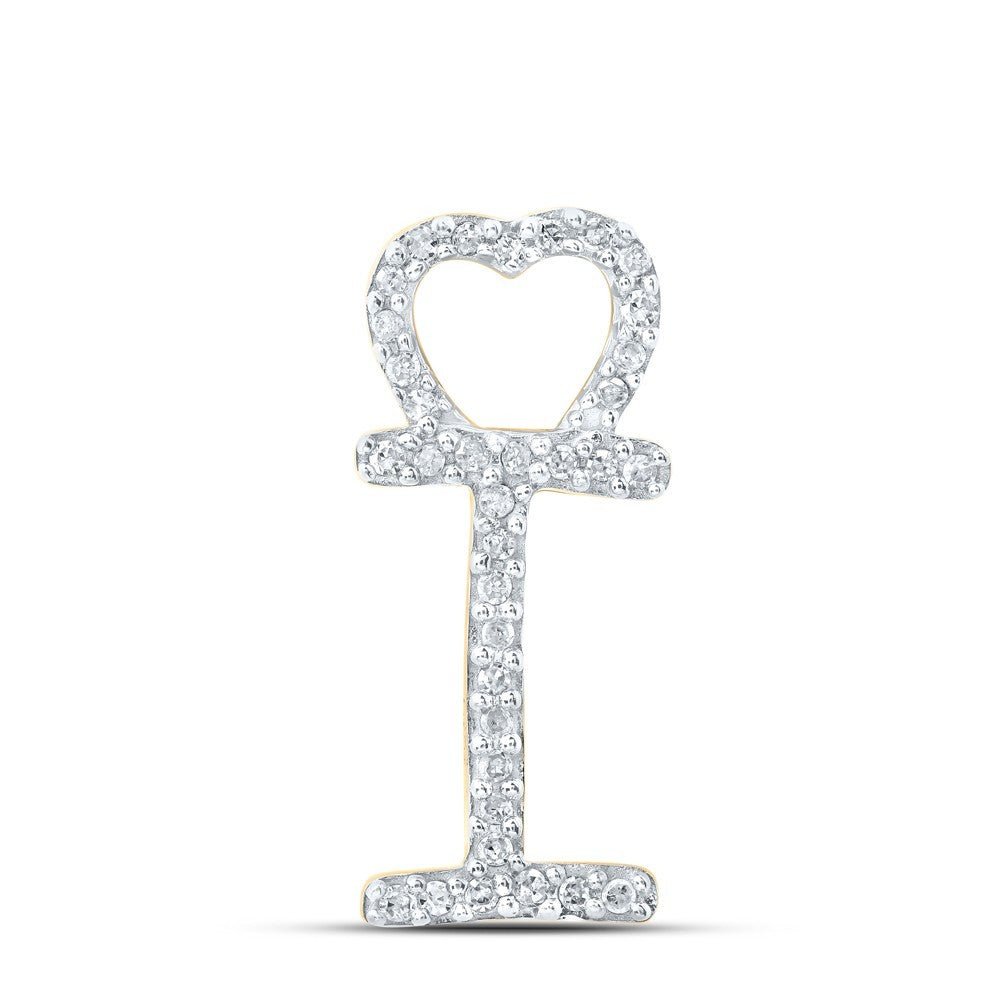 10k Yellow Gold 0.11CTW Natural Diamond Initial "I" Charm 0.86g Letter Pendant - Elite Jewelers - Charms & Pendants