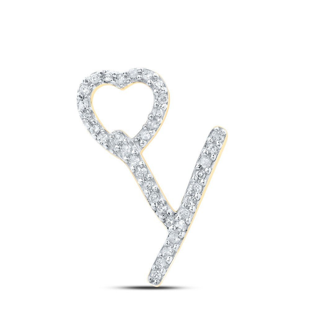 10k Yellow Gold 0.11CTW Natural Diamond Initial "Y" Charm 0.77g Letter Pendant - Elite Jewelers - Charms & Pendants