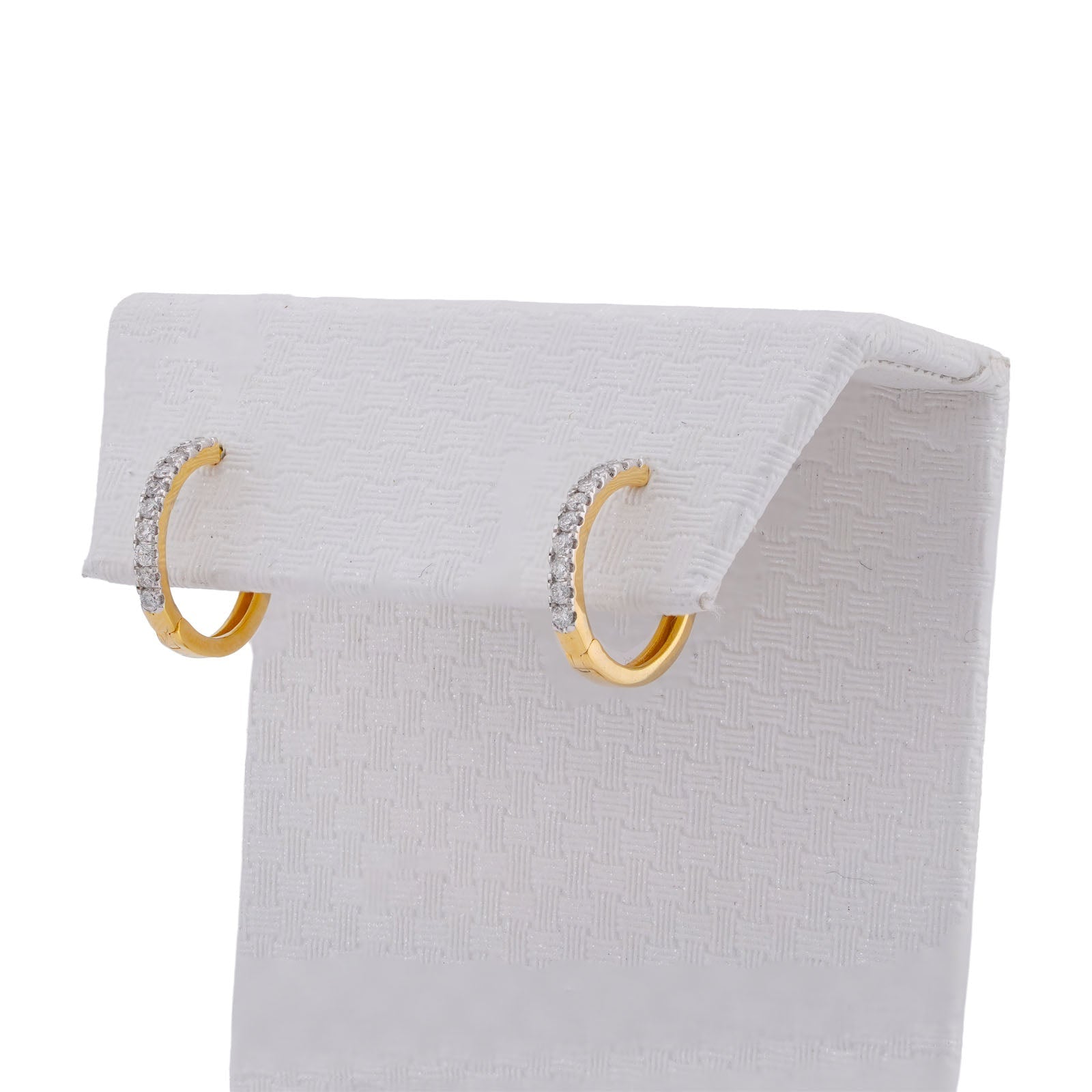 10K Yellow Gold 0.12CT Round Natural Diamond Men Women Hoops - Elite Jewelers-Earrings