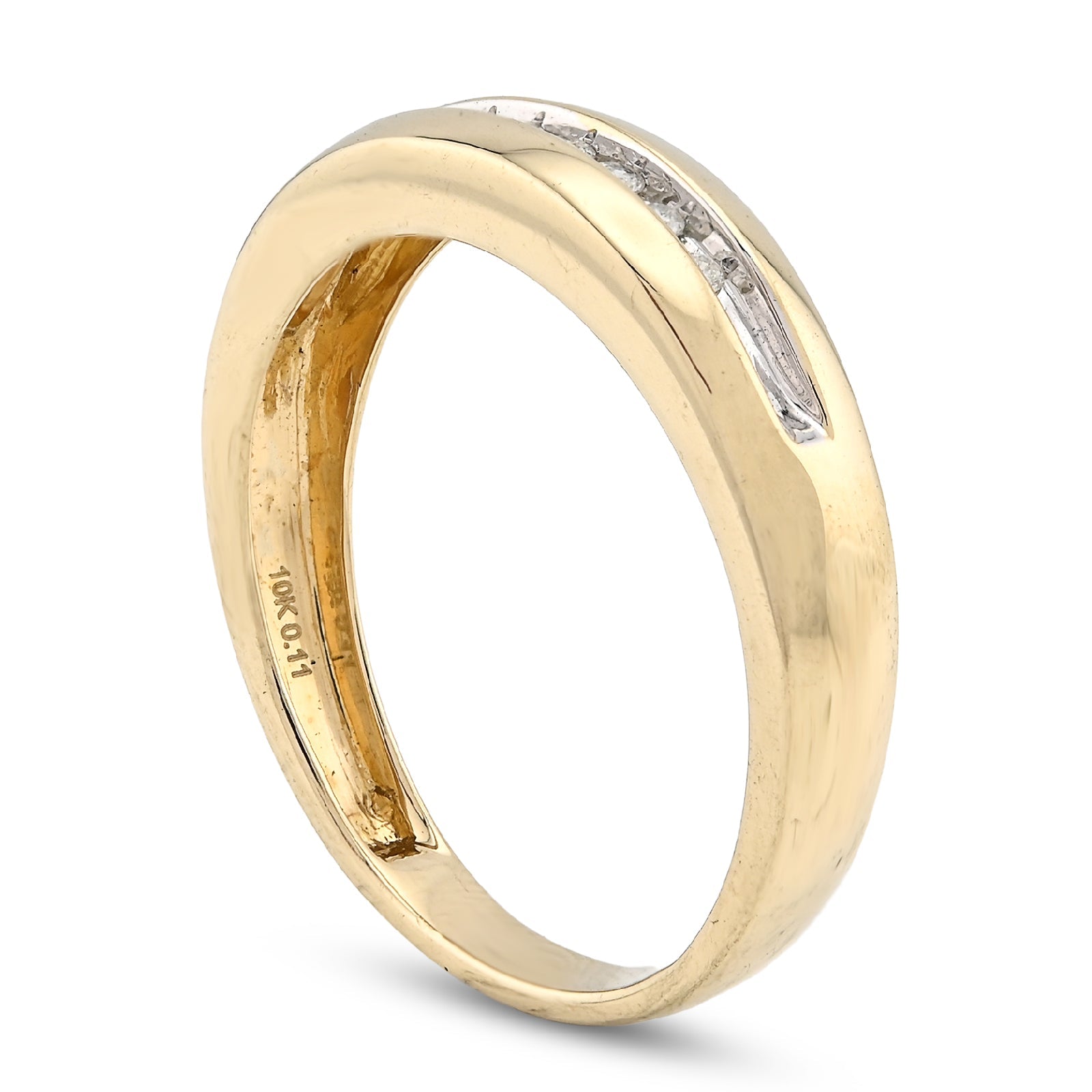 10K yellow Gold 0.12CT Single Row Natural Diamond Men Band - Elite Jewelers - Rings