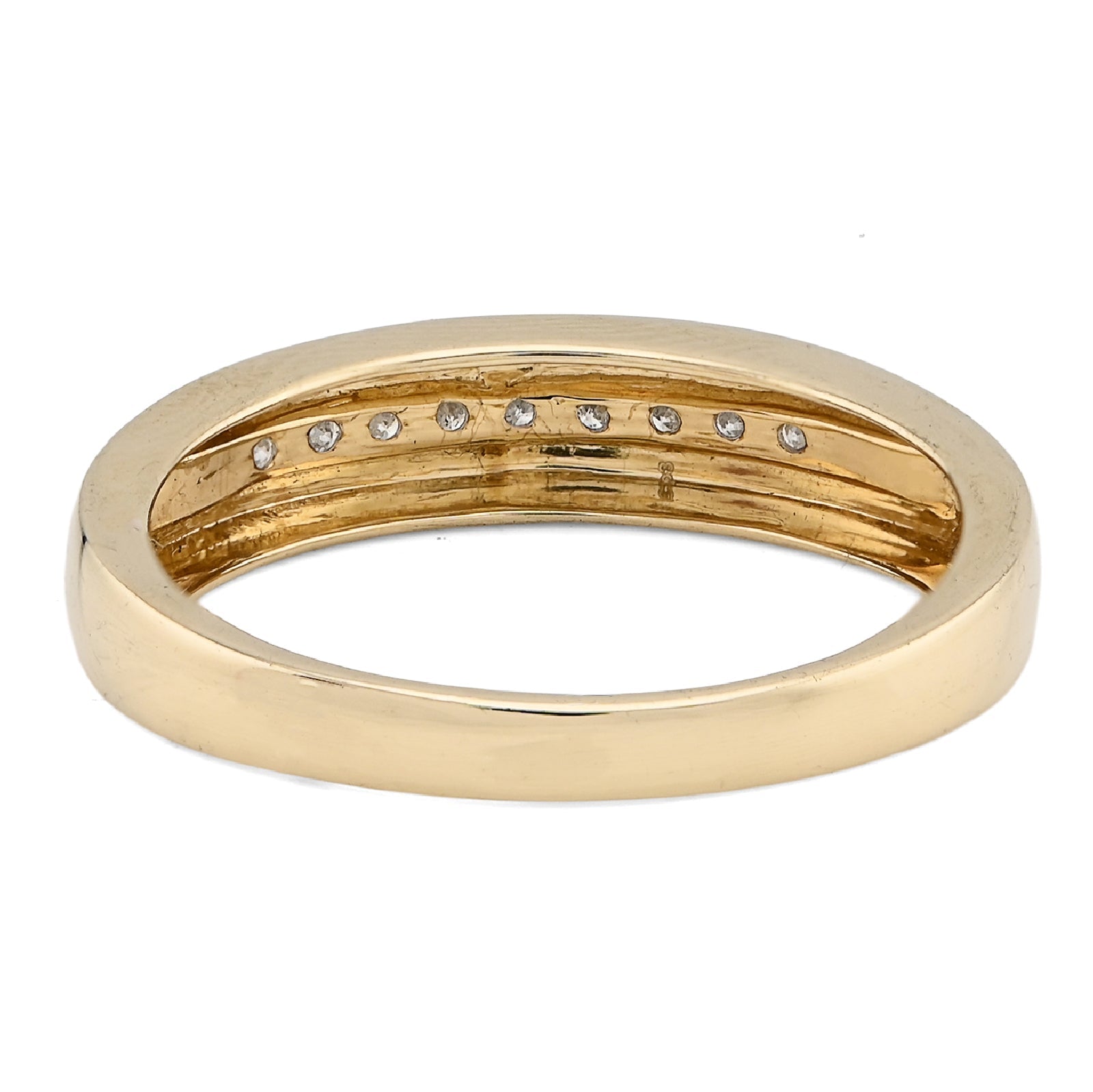 10K yellow Gold 0.12CT Single Row Natural Diamond Men Band - Elite Jewelers - Rings