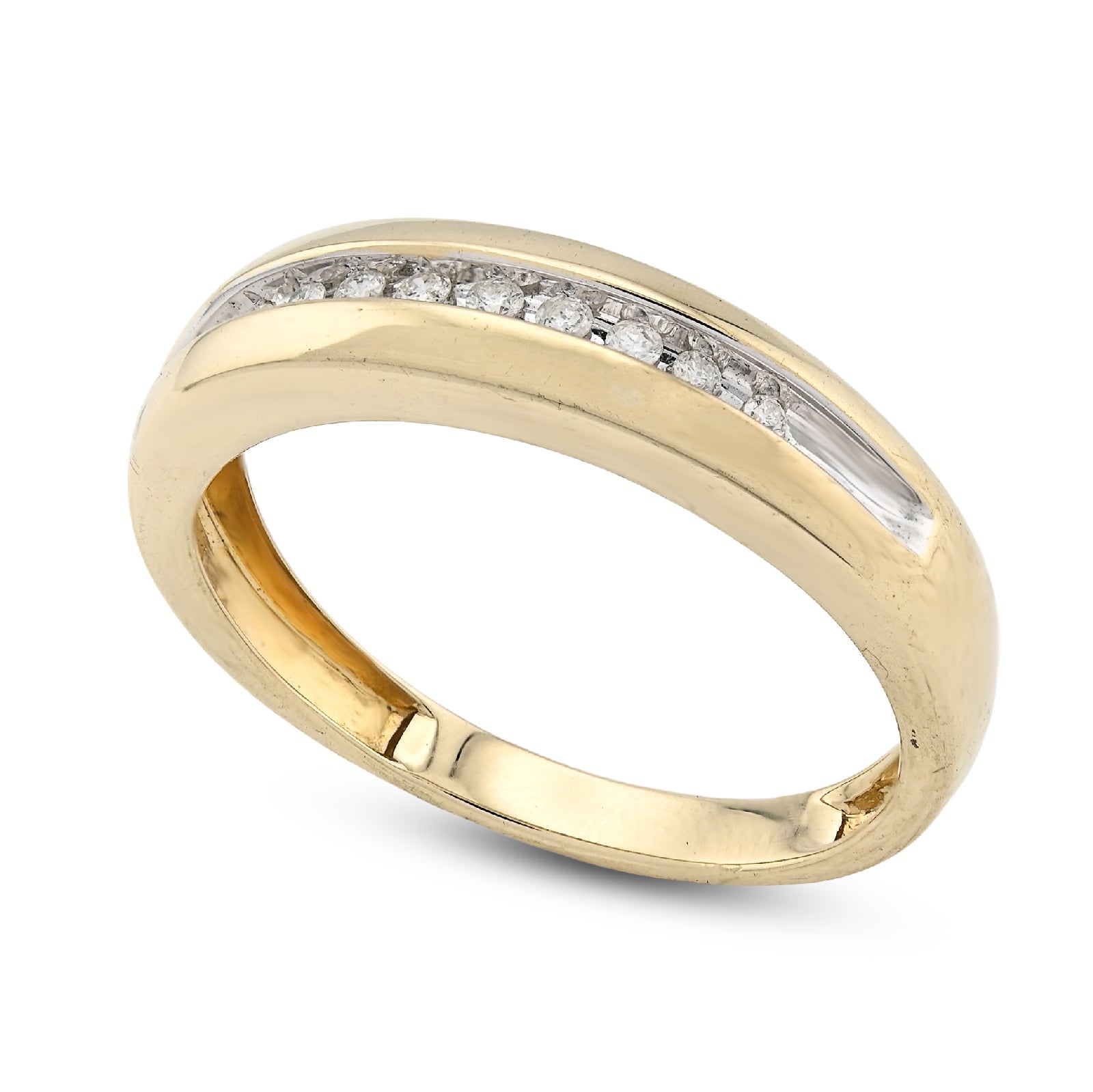 10K yellow Gold 0.12CT Single Row Natural Diamond Men Band - Elite Jewelers - Rings