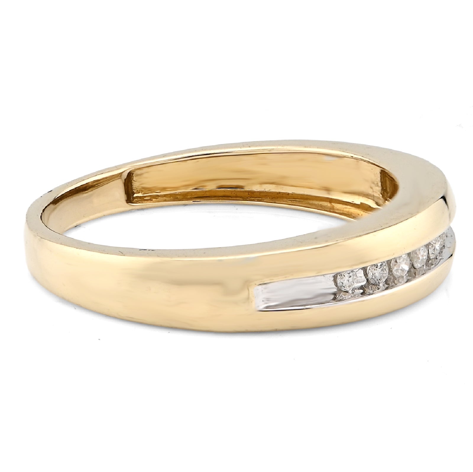 10K yellow Gold 0.12CT Single Row Natural Diamond Men Band - Elite Jewelers - Rings