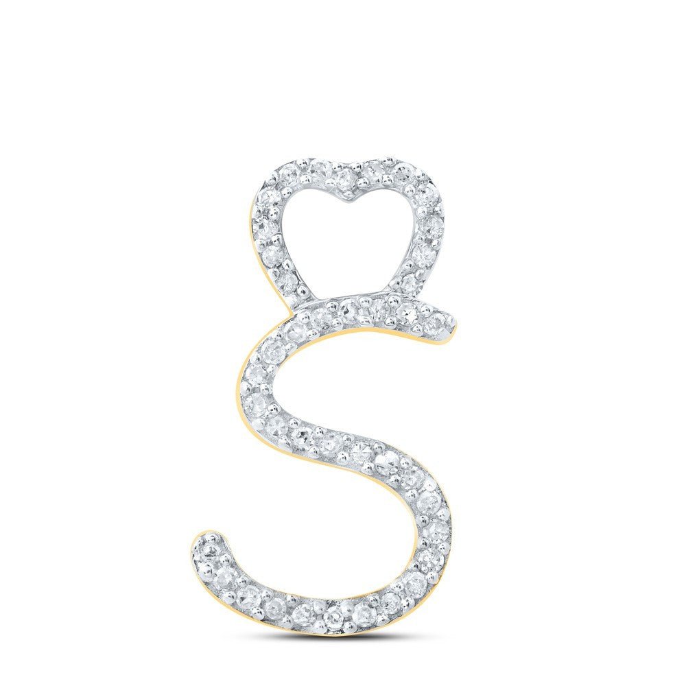 10k Yellow Gold 0.12CTW Natural Diamond Initial "S" Charm 0.9g Alphabet Pendant - Elite Jewelers - Charms & Pendants