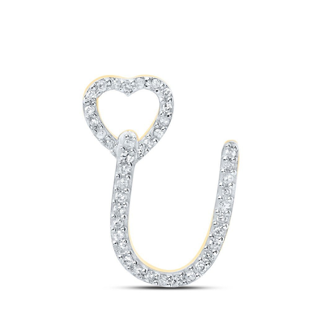 10k Yellow Gold 0.12CTW Natural Diamond Initial "U" Charm 0.88g Letter Pendant - Elite Jewelers - Charms & Pendants