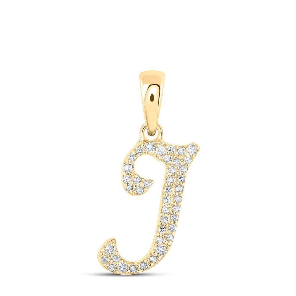 10k Yellow Gold 0.13CTW Natural Diamond Initial "I" Charm 0.77g Letter Pendant - Elite Jewelers - Charms & Pendants