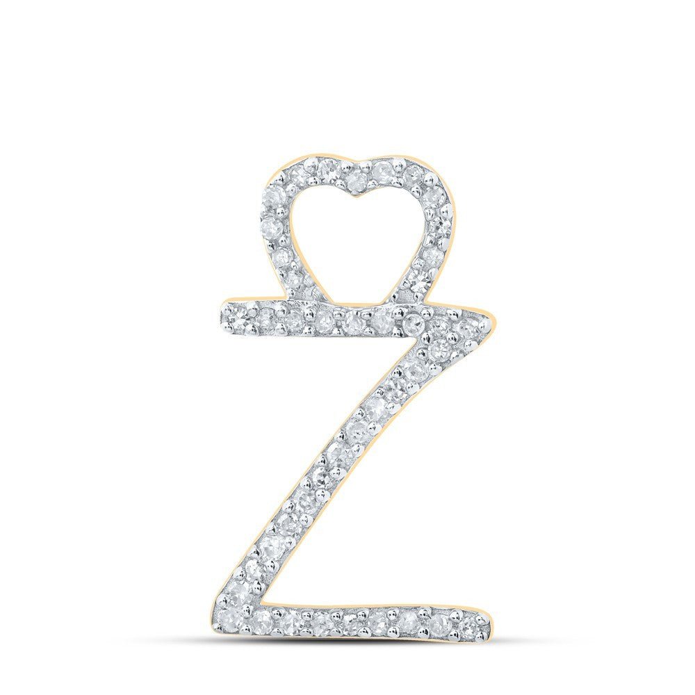 10k Yellow Gold 0.13CTW Natural Diamond Initial "Z" Charm 0.85g Letter Pendant - Elite Jewelers - Charms & Pendants