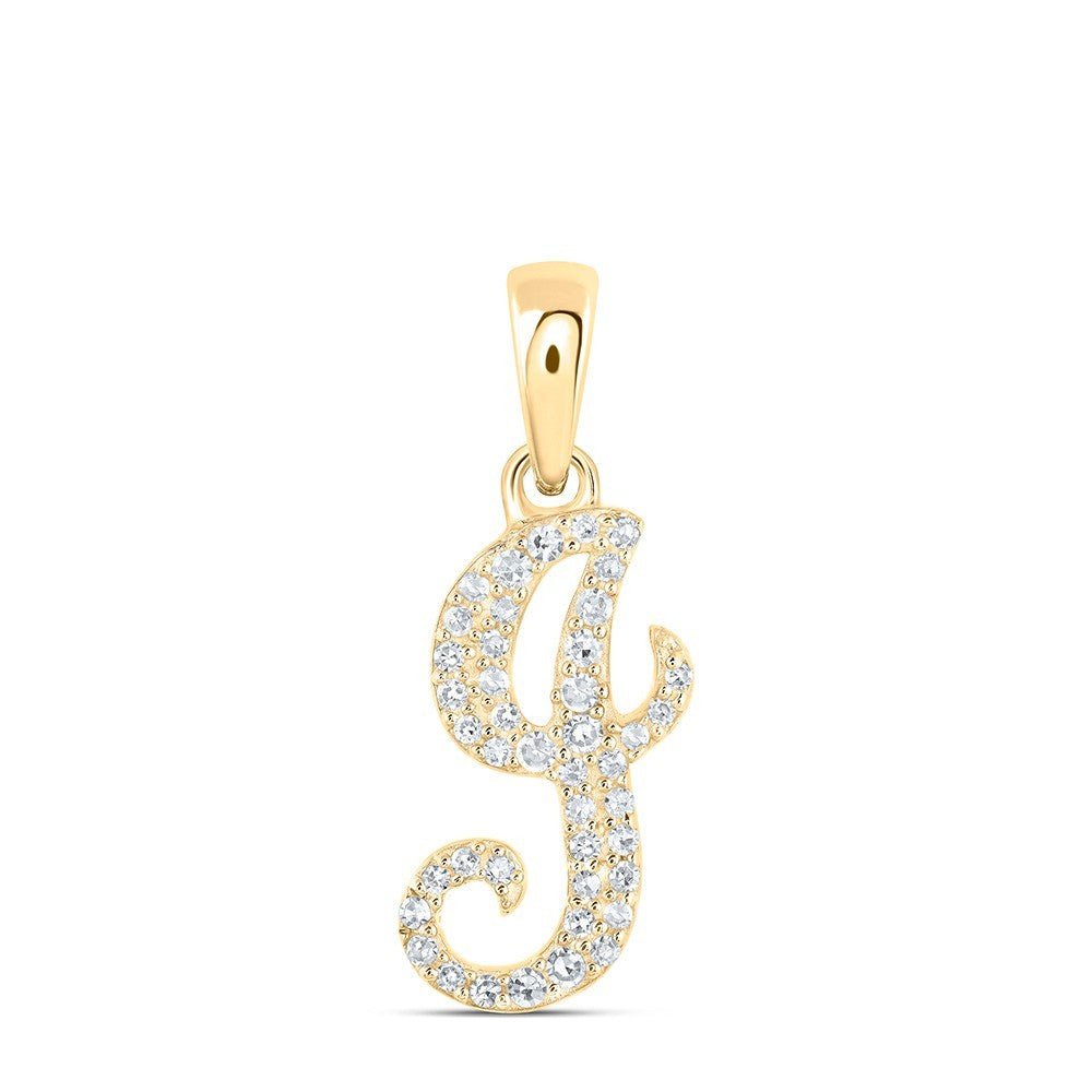 10k Yellow Gold 0.14CTW Natural Diamond Initial "J" Charm 0.75g Letter Pendant - Elite Jewelers - Charms & Pendants